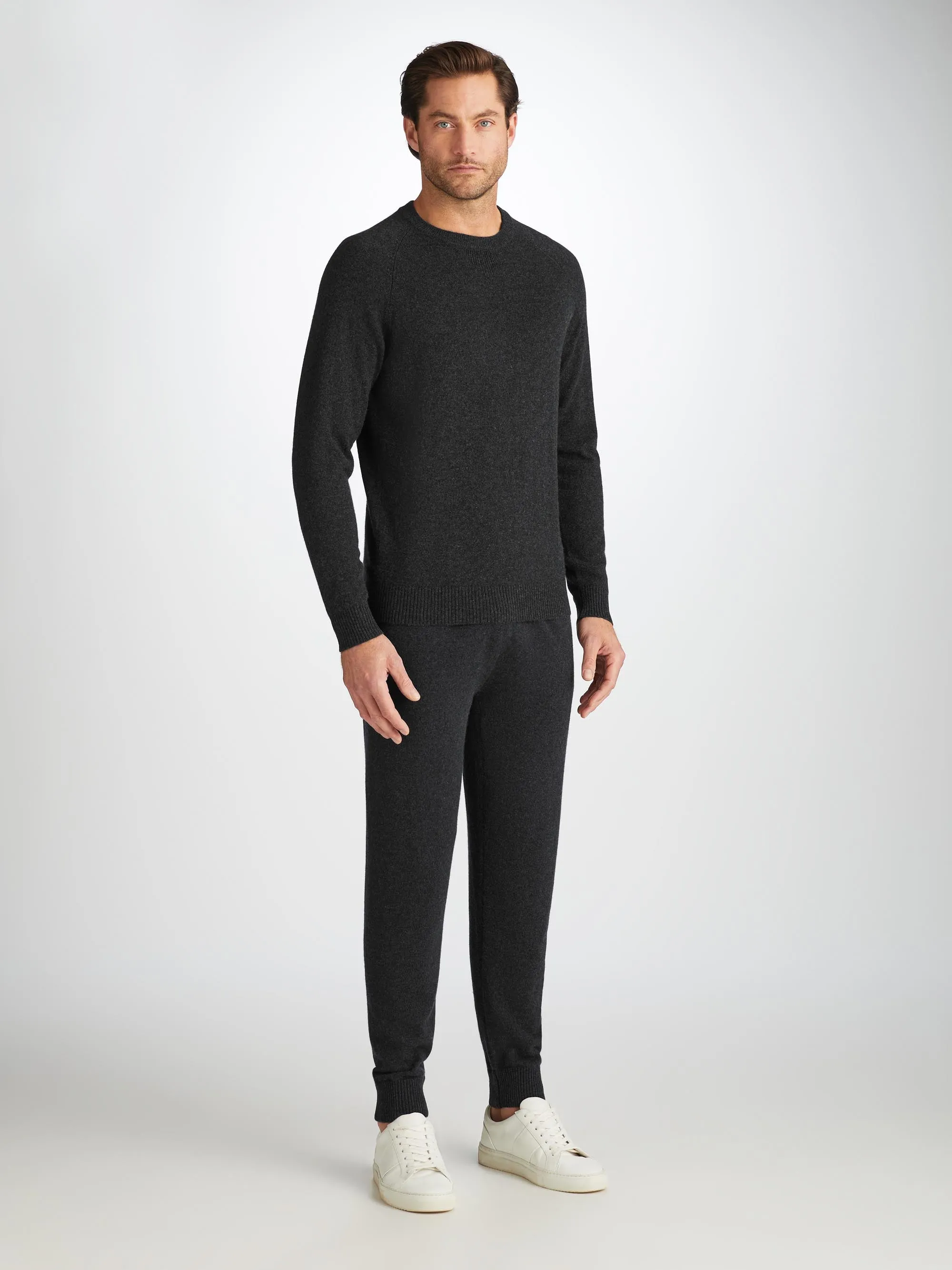 Men's Finley Sweater and Track Pants Cashmere Set Charcoal sold by Derek Rose