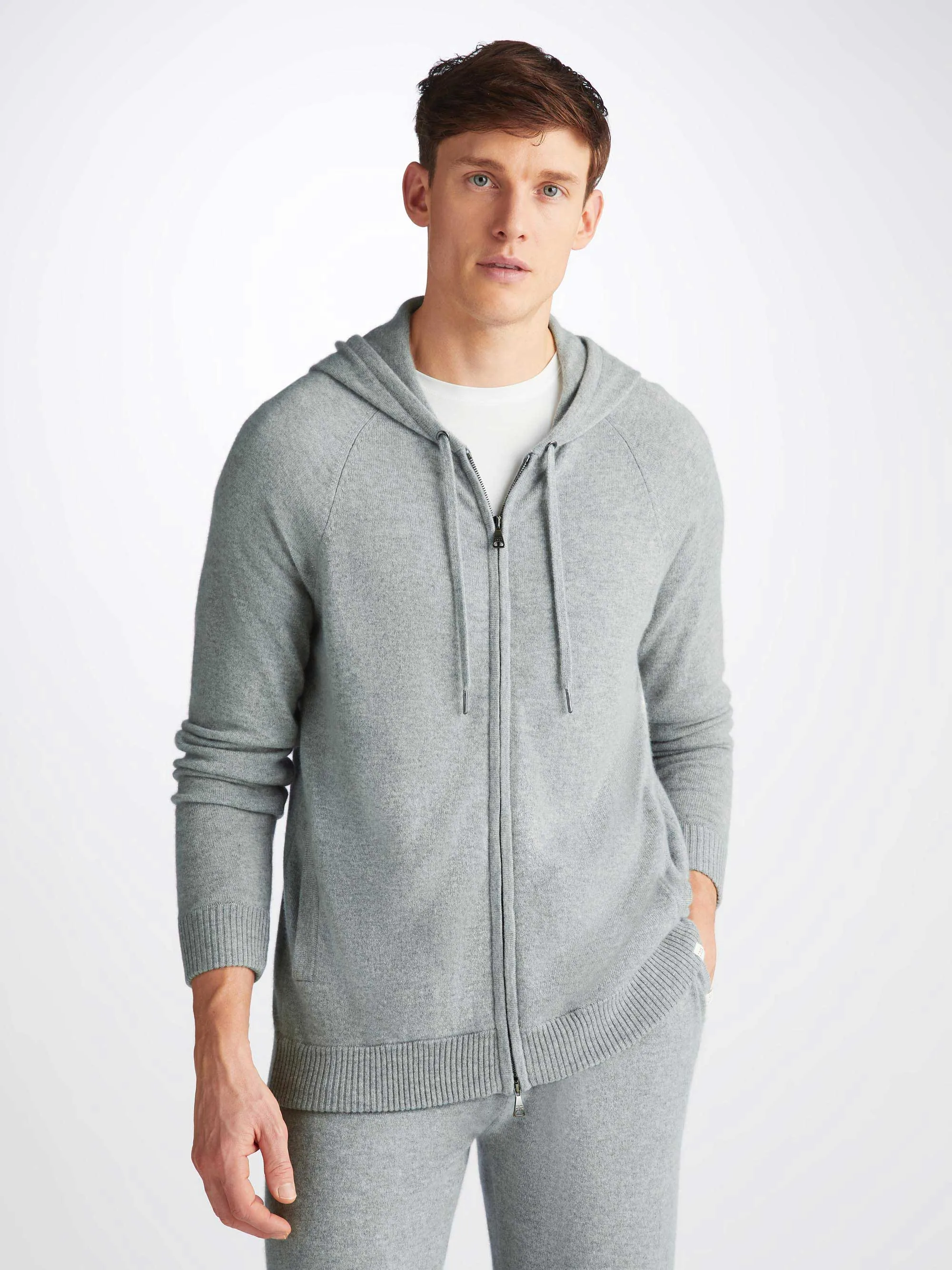 Men's Finley Hoodie and Track Pants Cashmere Set Silver sold by Derek Rose product image thumbnail 2