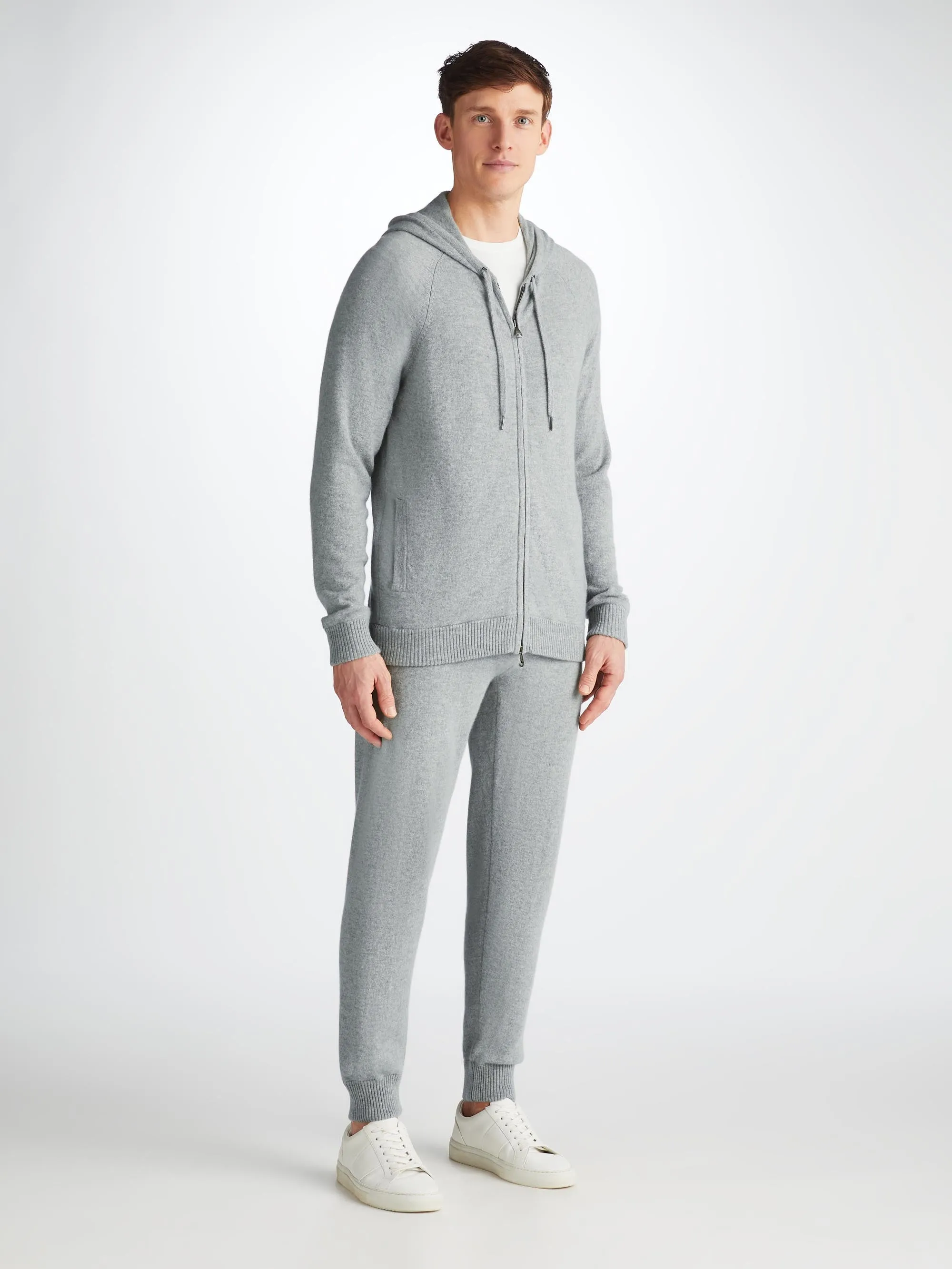 Men's Finley Hoodie and Track Pants Cashmere Set Silver sold by Derek Rose