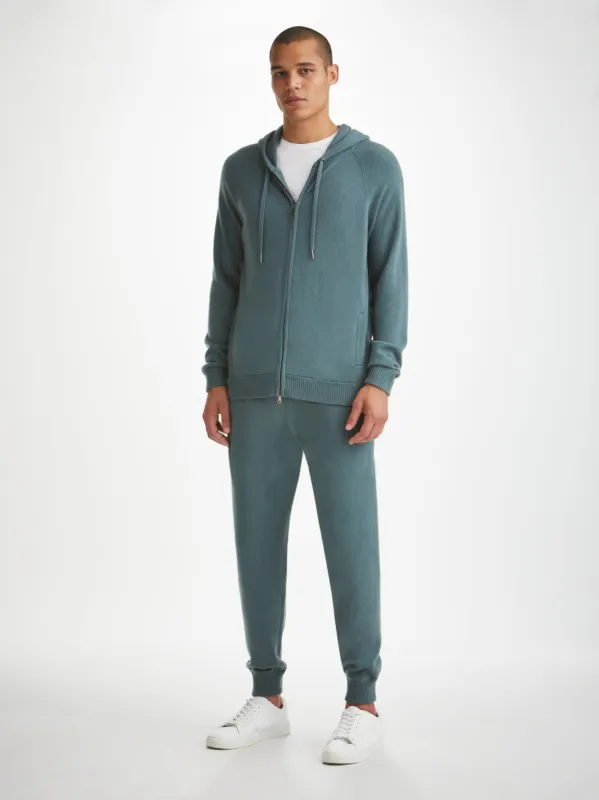 Men's Finley Hoodie and Track Pants Cashmere Set Teal sold by Derek Rose