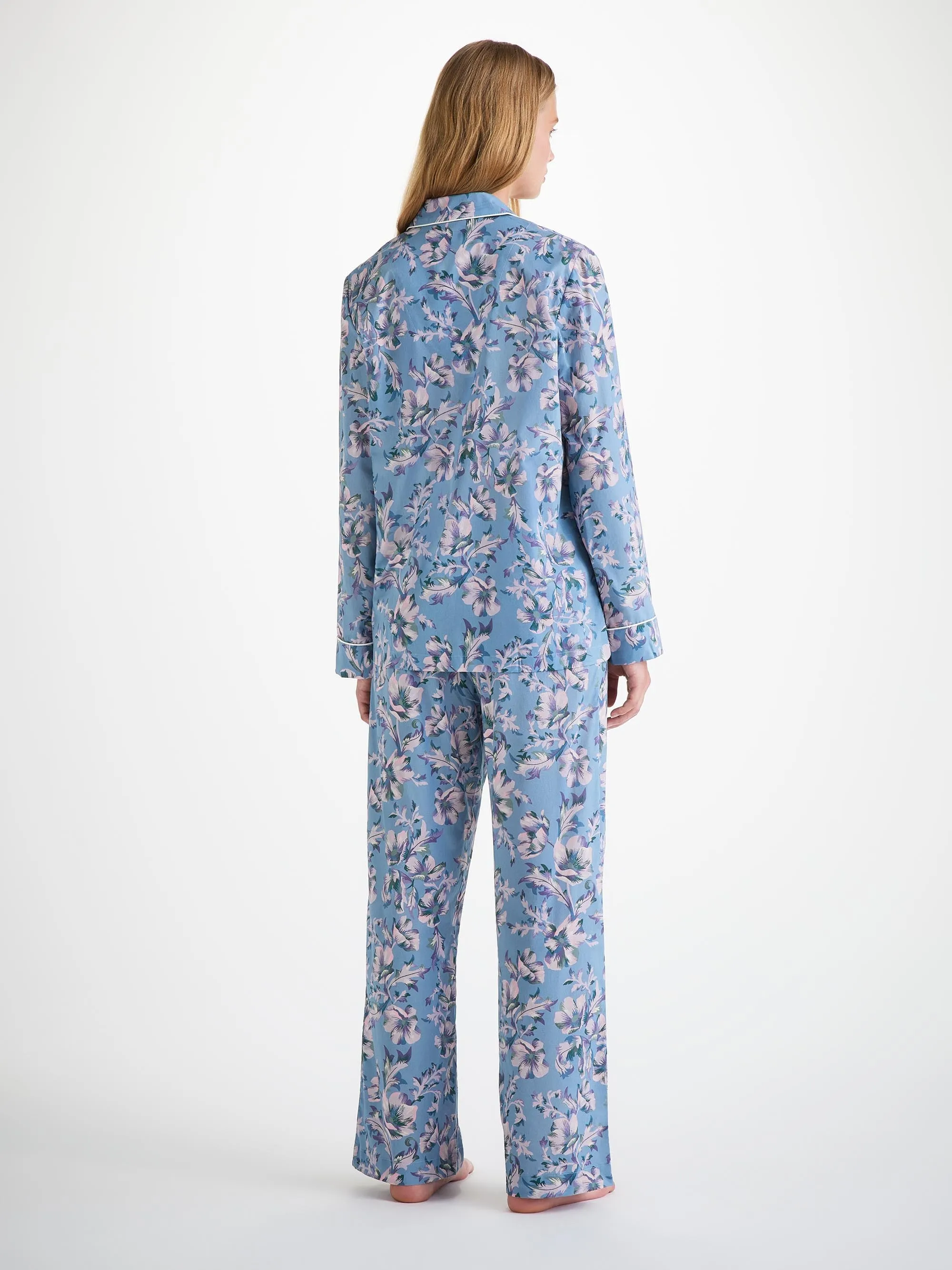 Women's Pajamas Cotton Batiste Blue Wildflower Print sold by Derek Rose product image thumbnail 4