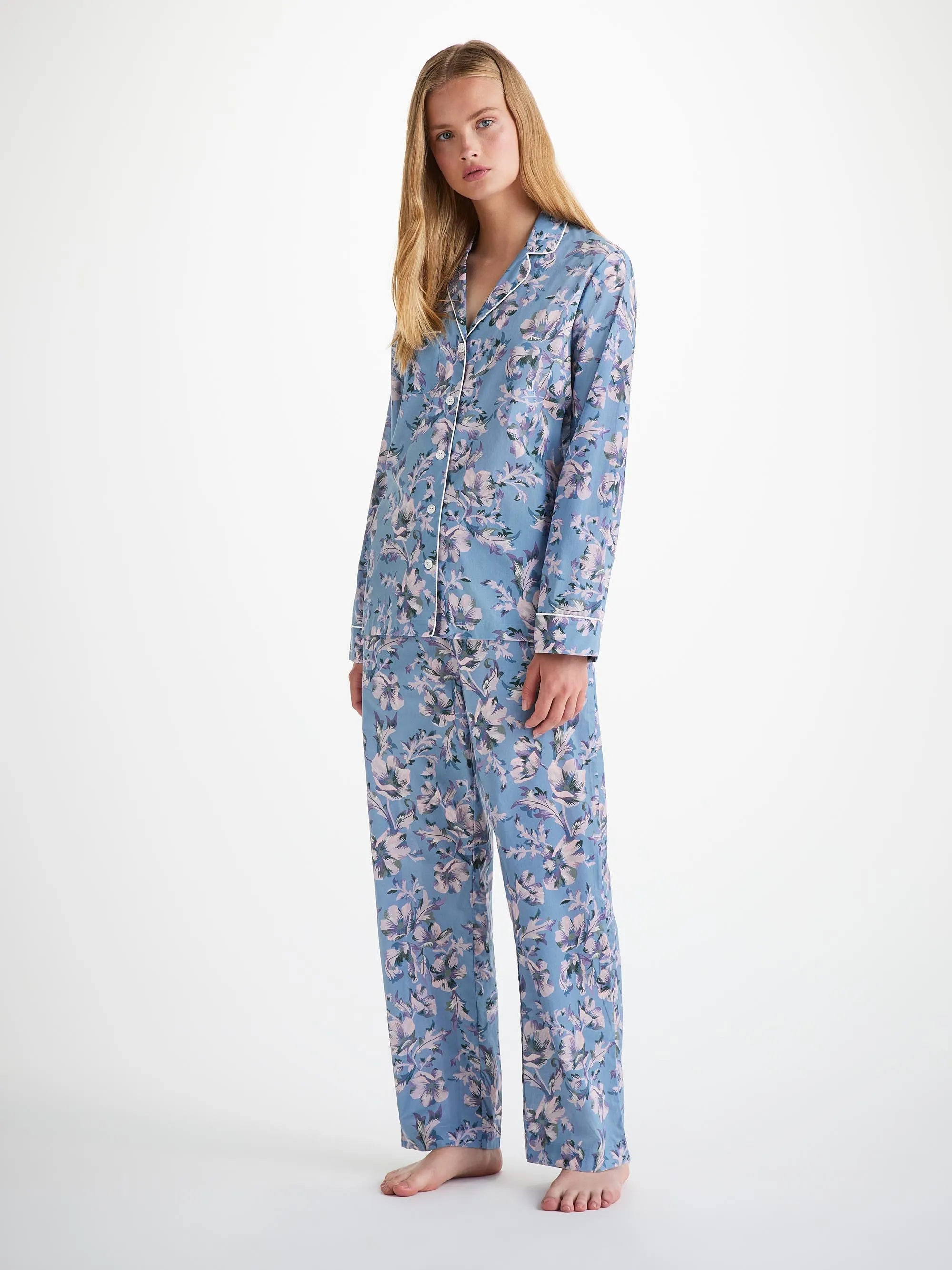 Women's Pajamas Cotton Batiste Blue Wildflower Print sold by Derek Rose