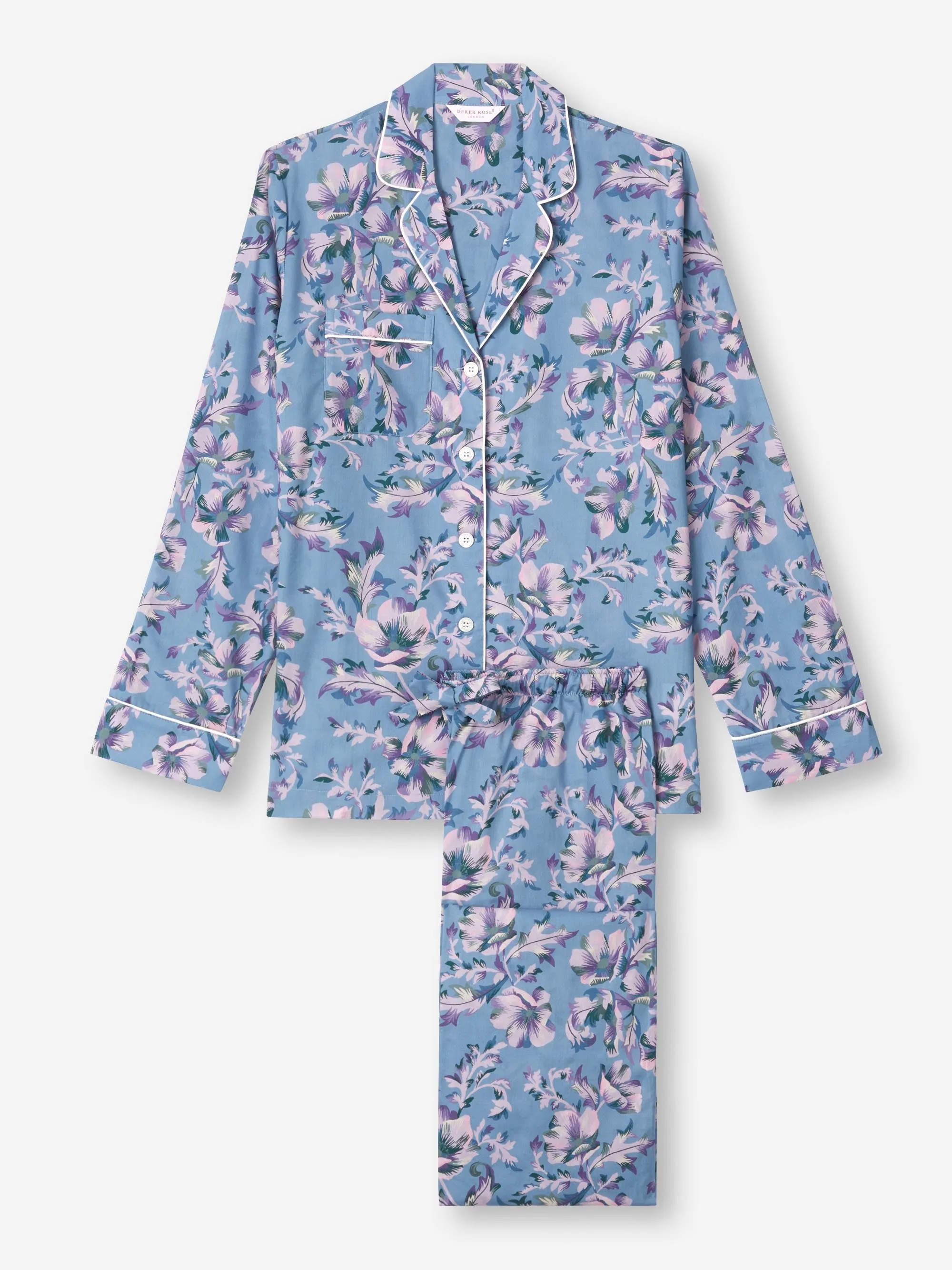 Women's Pajamas Cotton Batiste Blue Wildflower Print sold by Derek Rose product image thumbnail 2