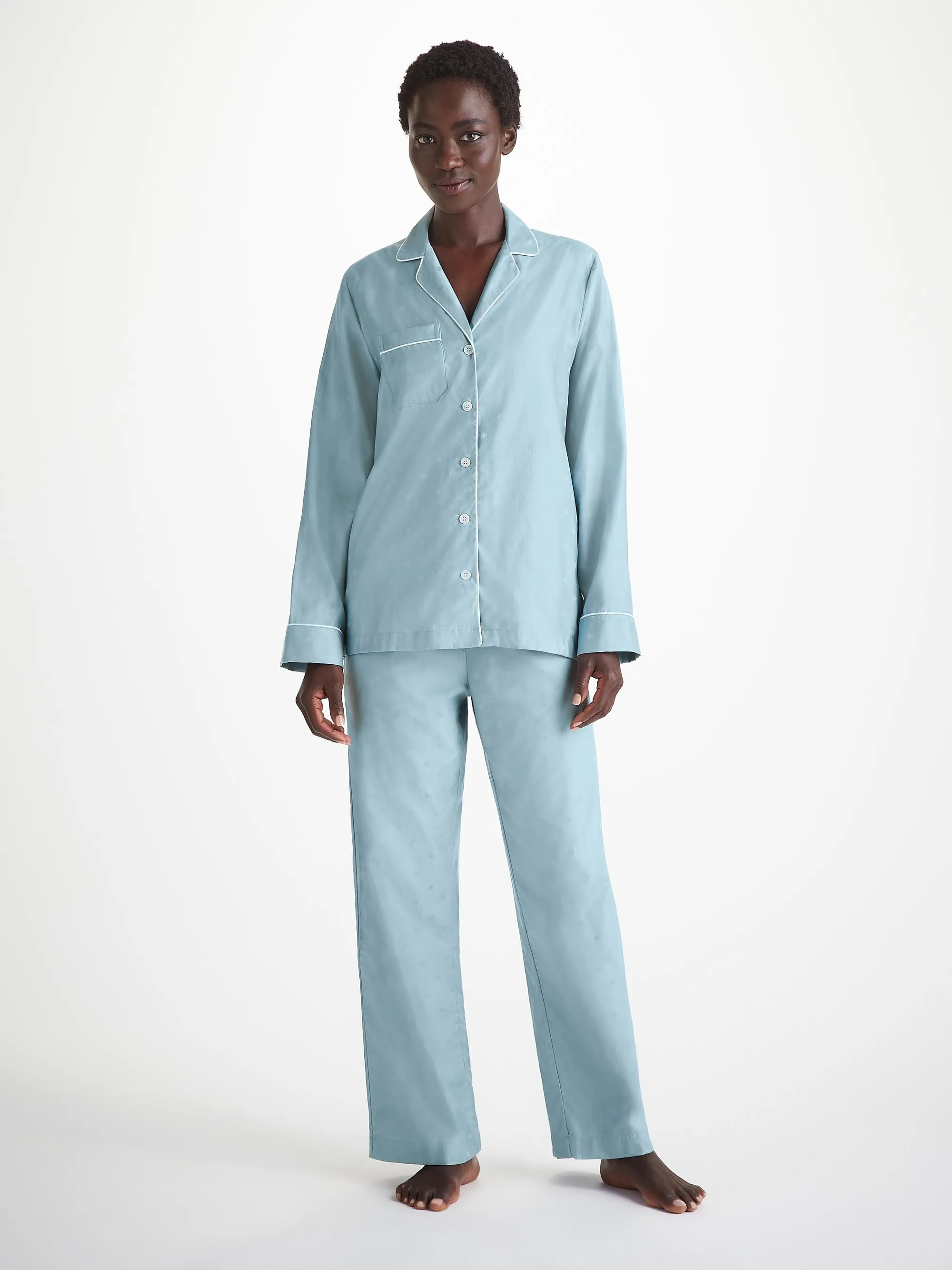 Women's Pajamas Cotton Jacquard Blue Seashell Pattern sold by Derek Rose product image thumbnail 3