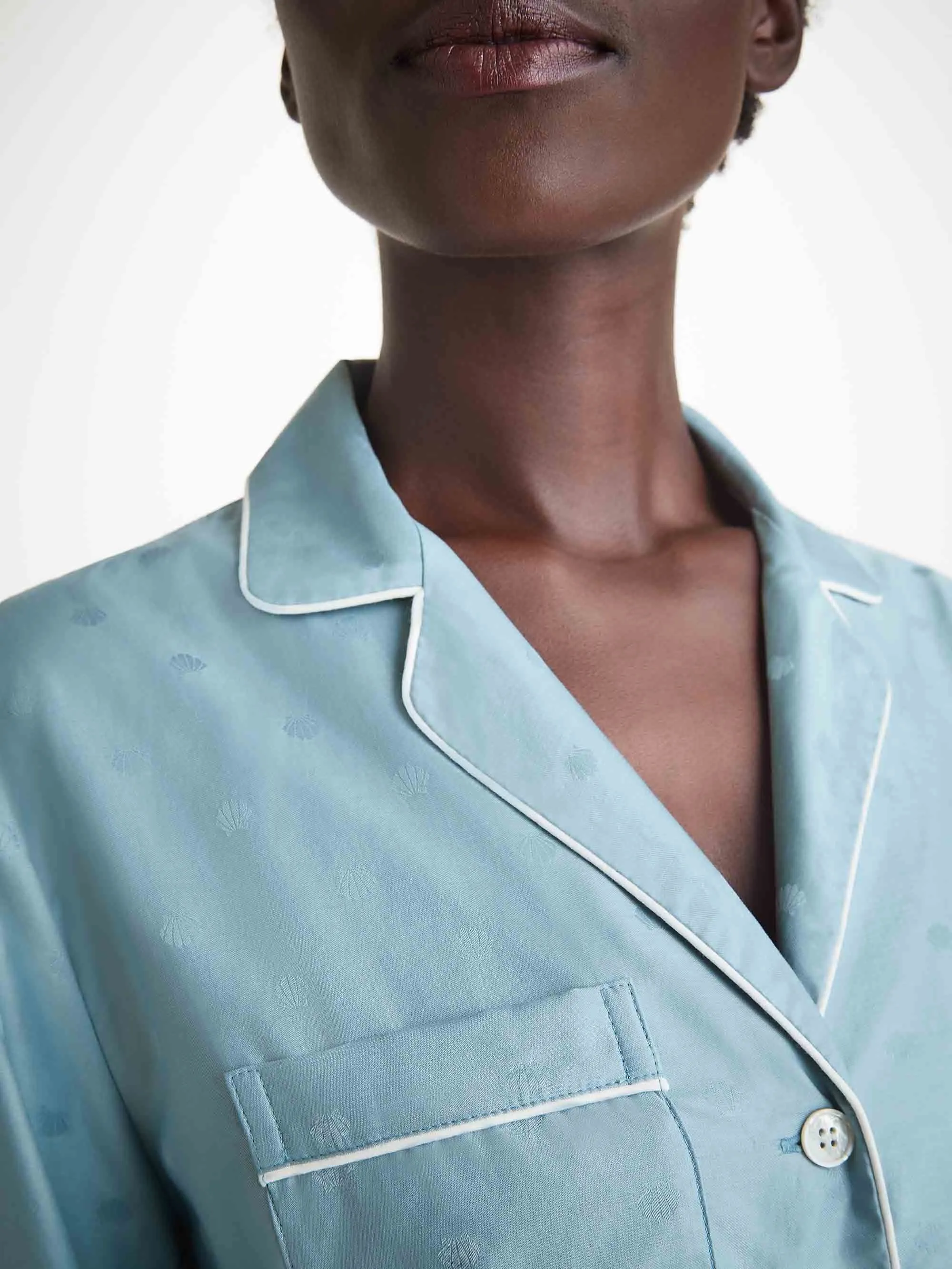 Women's Pajamas Cotton Jacquard Blue Seashell Pattern sold by Derek Rose product image thumbnail 5