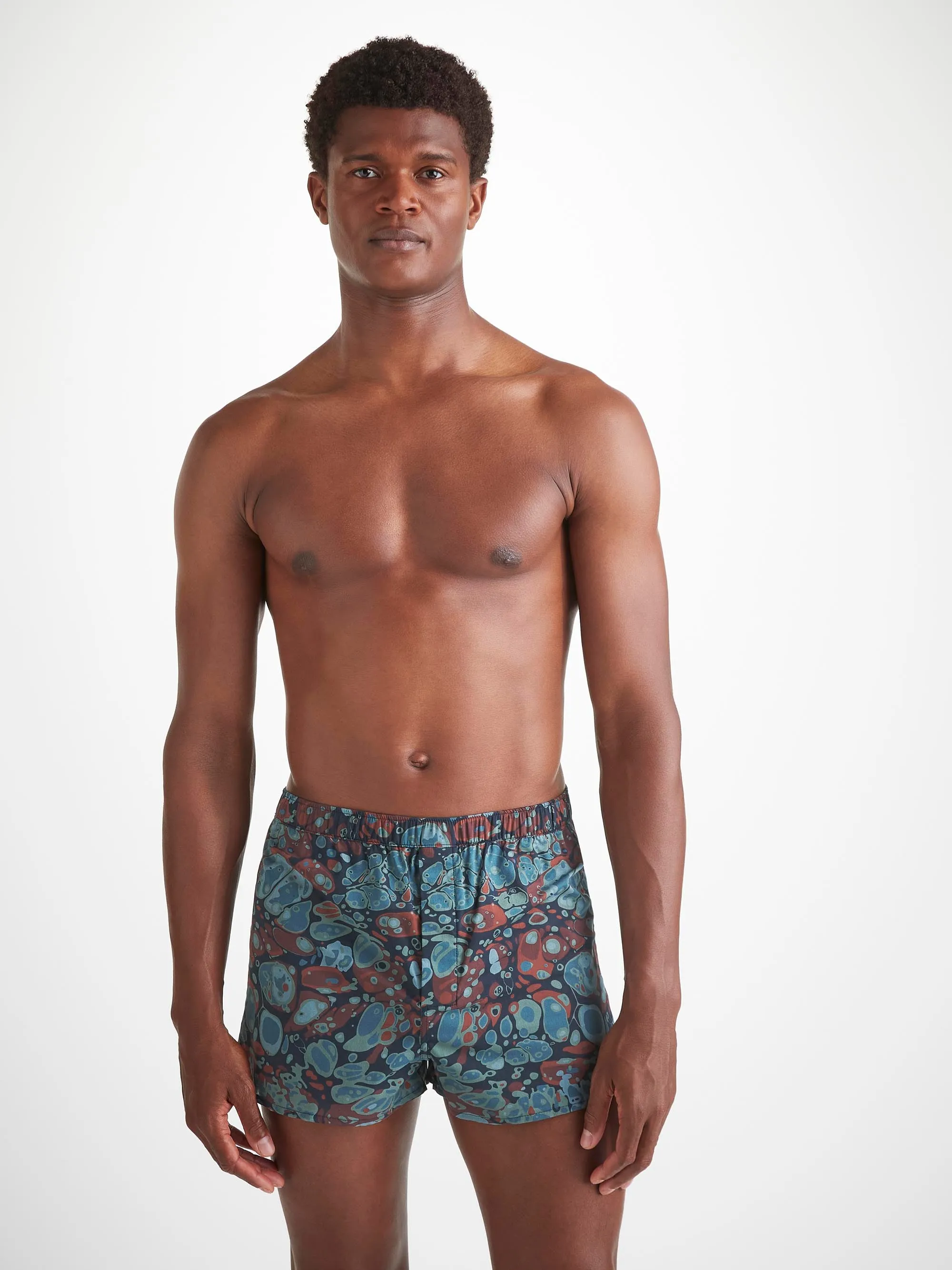 Men's Modern Fit Boxers Cotton Batiste Multi Marble Print sold by Derek Rose