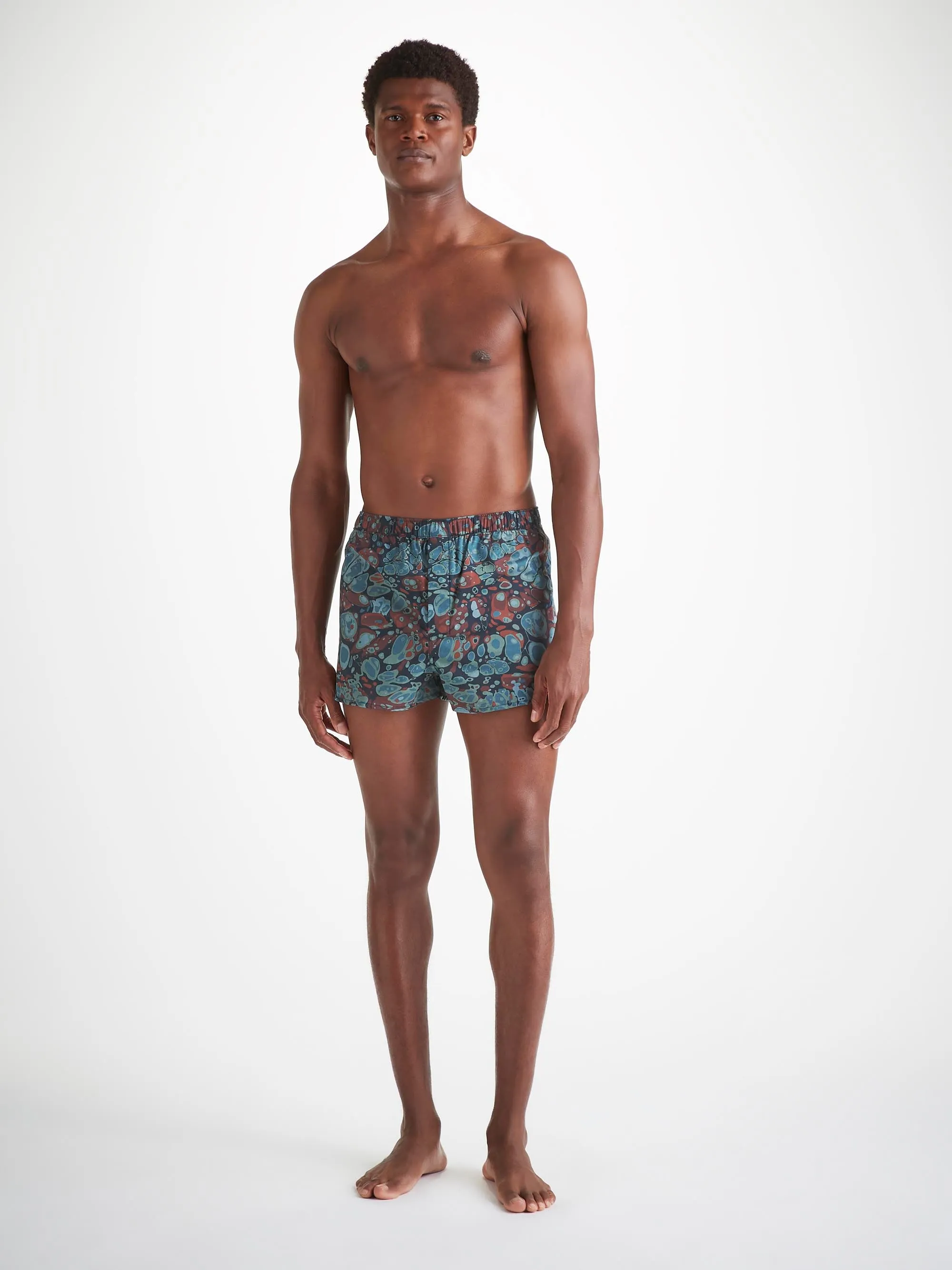 Men's Modern Fit Boxers Cotton Batiste Multi Marble Print sold by Derek Rose product image thumbnail 3