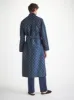 Men's Robe Silk Jacquard Navy Badge Pattern sold by Derek Rose