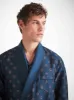 Men's Robe Silk Jacquard Navy Badge Pattern sold by Derek Rose