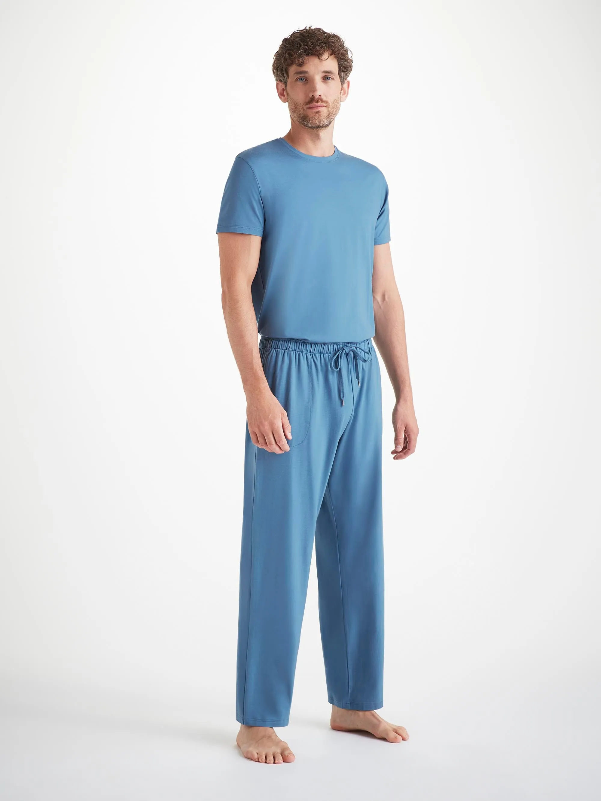 Men's Basel T-Shirt and Lounge Trousers Steel Blue sold by Derek Rose