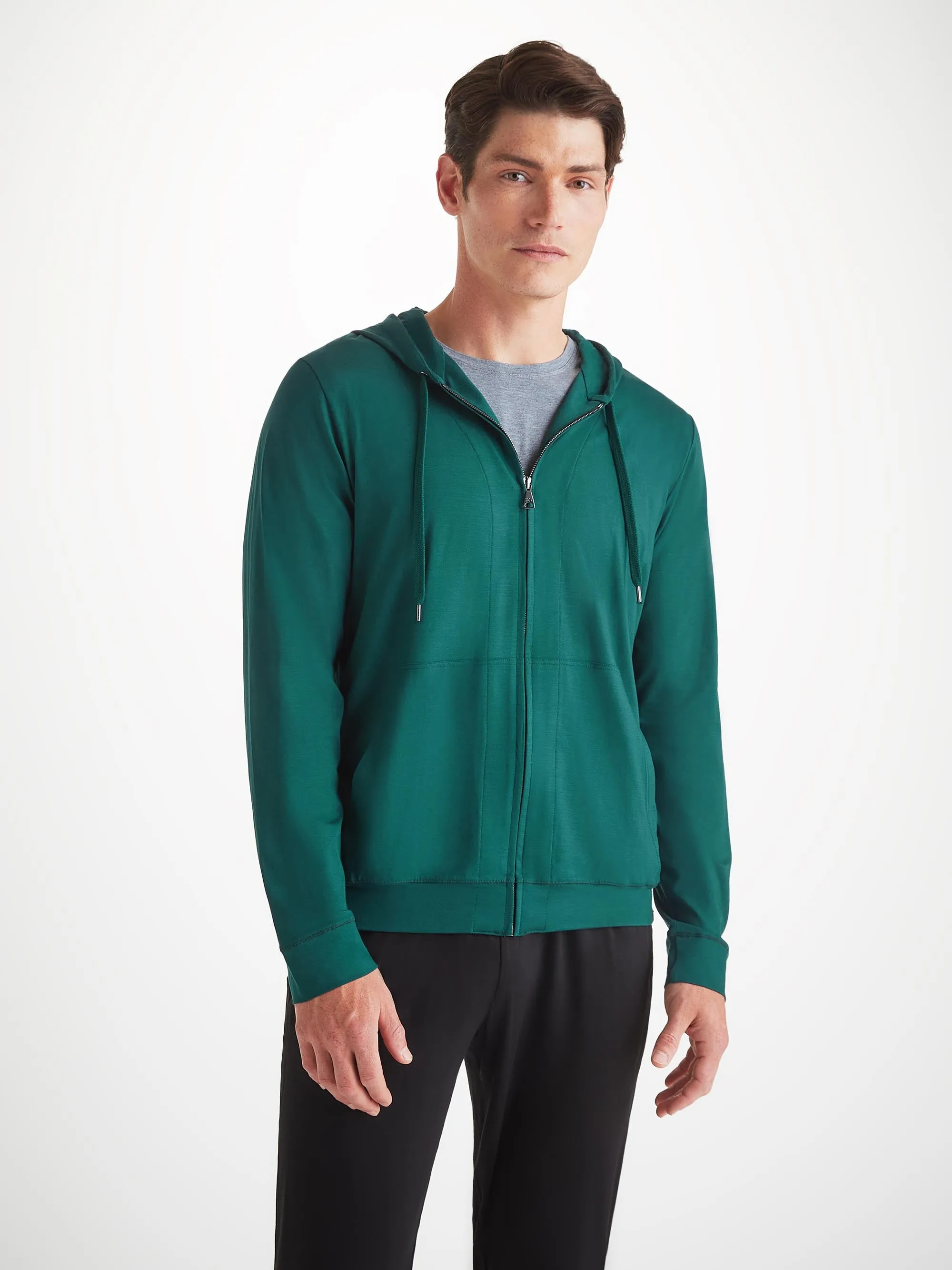 Men's Hoodie Basel Micro Modal Stretch Pine Green sold by Derek Rose