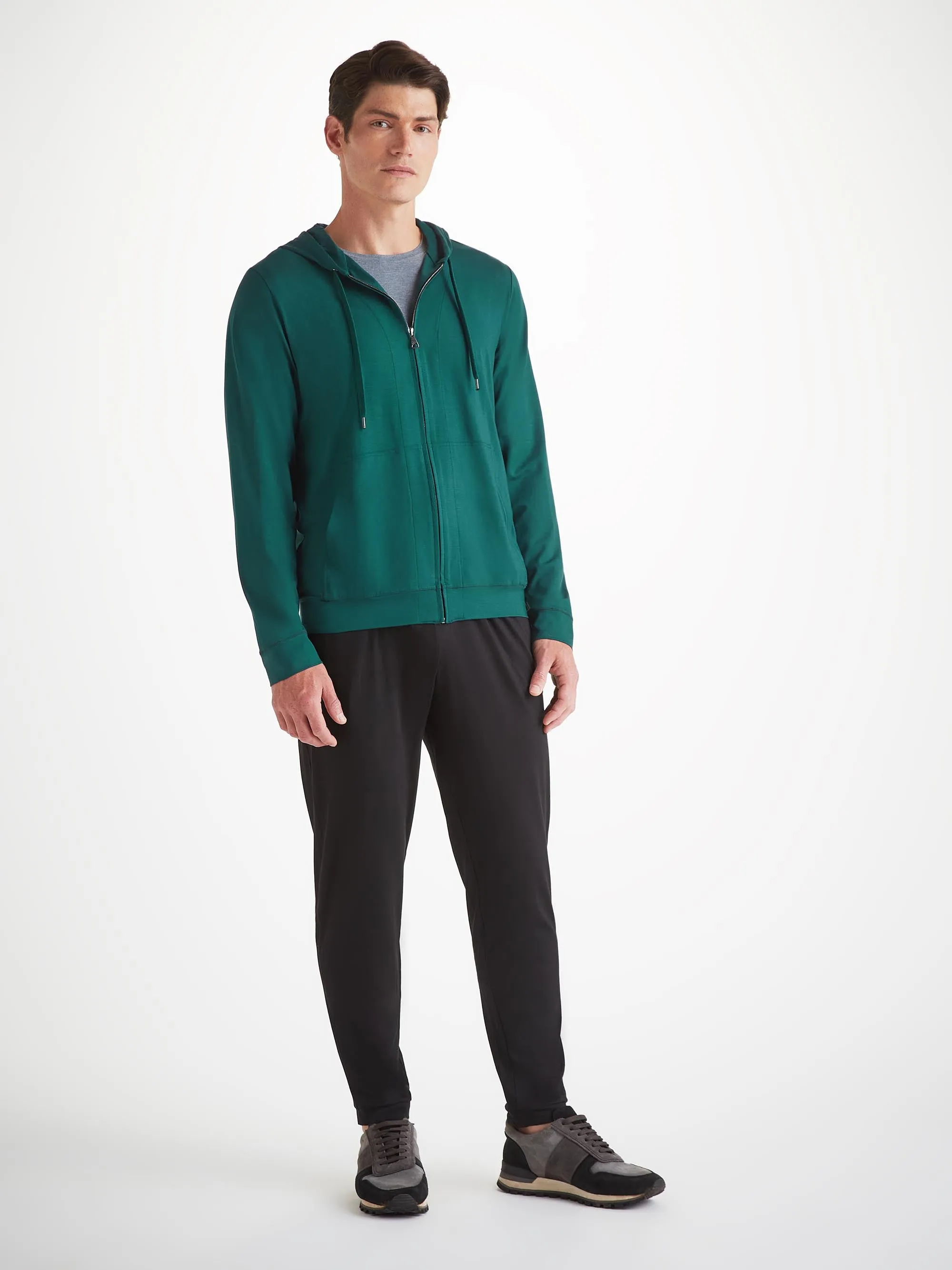 Men's Hoodie Basel Micro Modal Stretch Pine Green sold by Derek Rose product image thumbnail 3