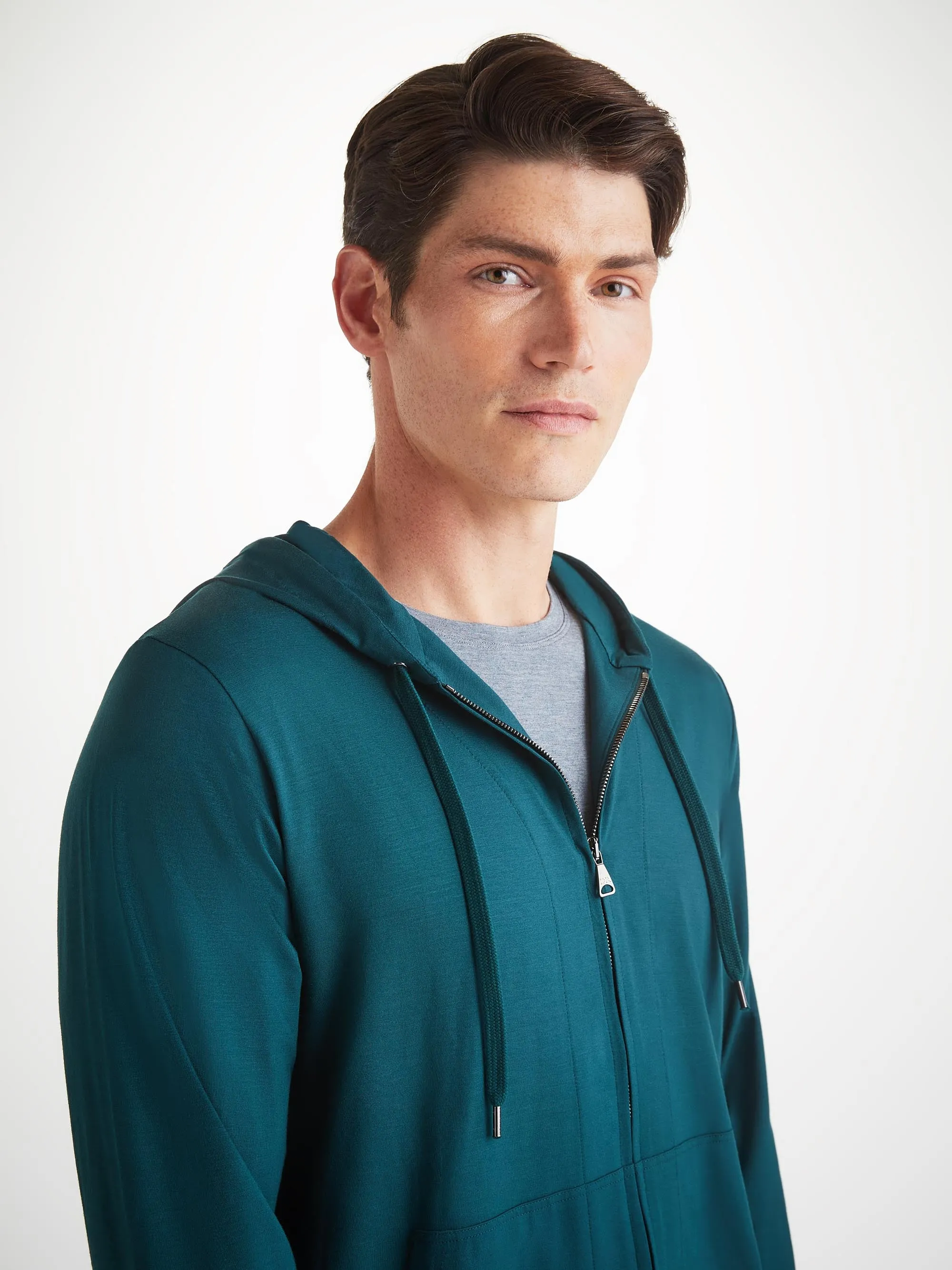 Men's Hoodie Basel Micro Modal Stretch Pine Green sold by Derek Rose product image thumbnail 5