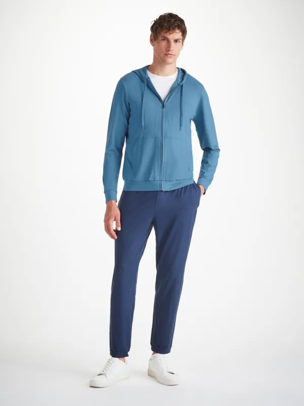 Men's Hoodie Basel Micro Modal Stretch Steel Blue sold by Derek Rose
