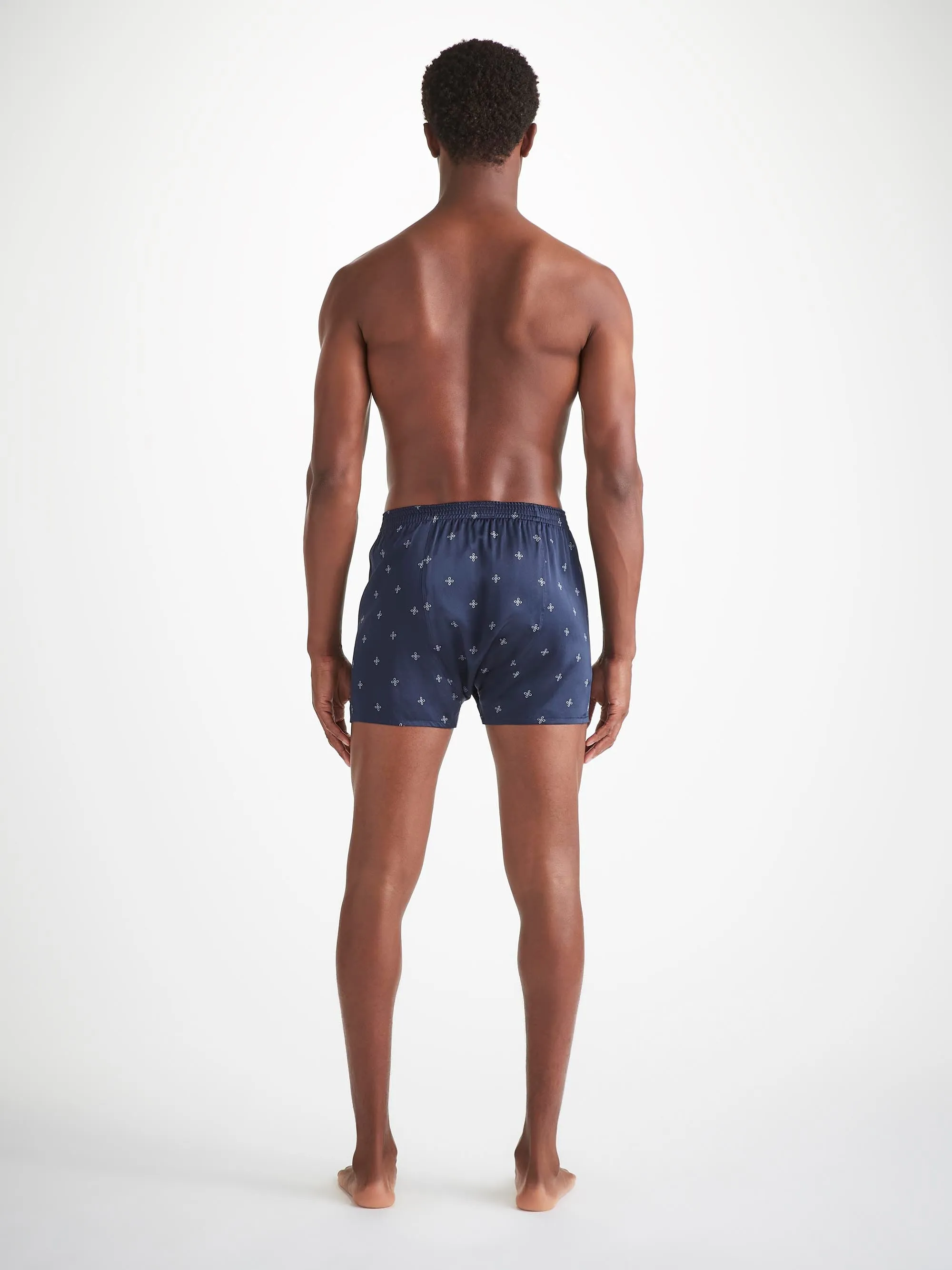 Men's Classic Fit Boxers Silk Satin Navy Sailor's Knot Print sold by Derek Rose product image thumbnail 4