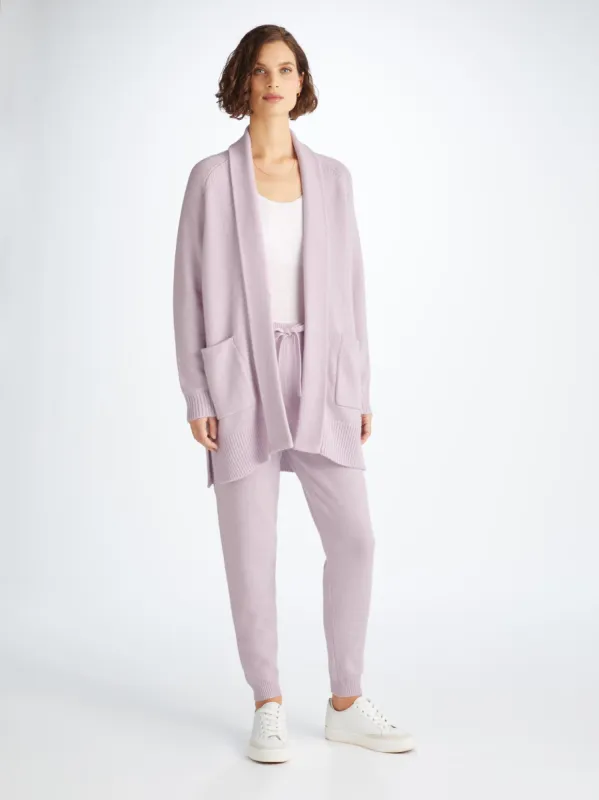 Women's Cardigan and Track Pants Cashmere Lilac sold by Derek Rose