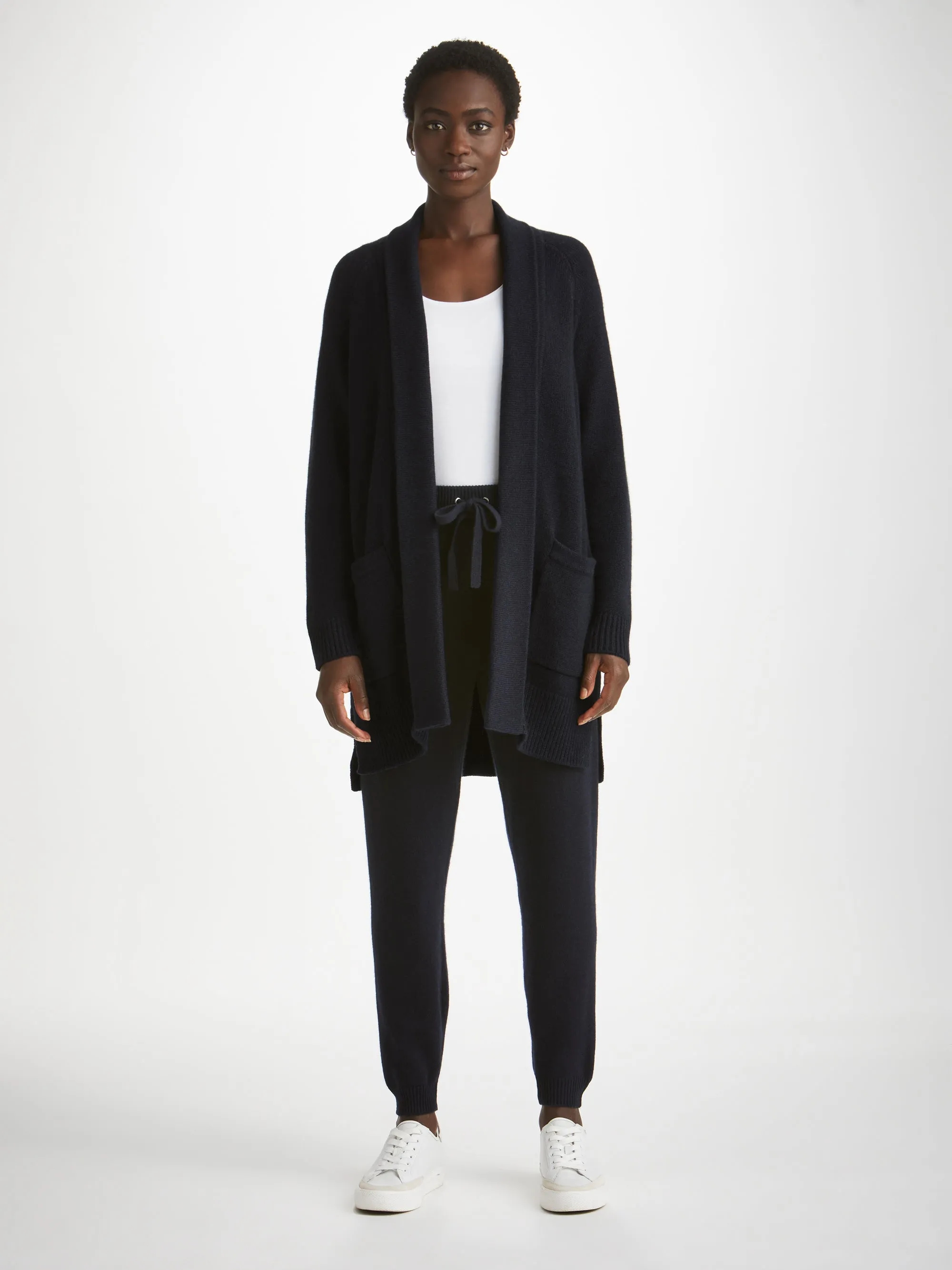 Women's Cardigan and Track Pants Cashmere Navy sold by Derek Rose