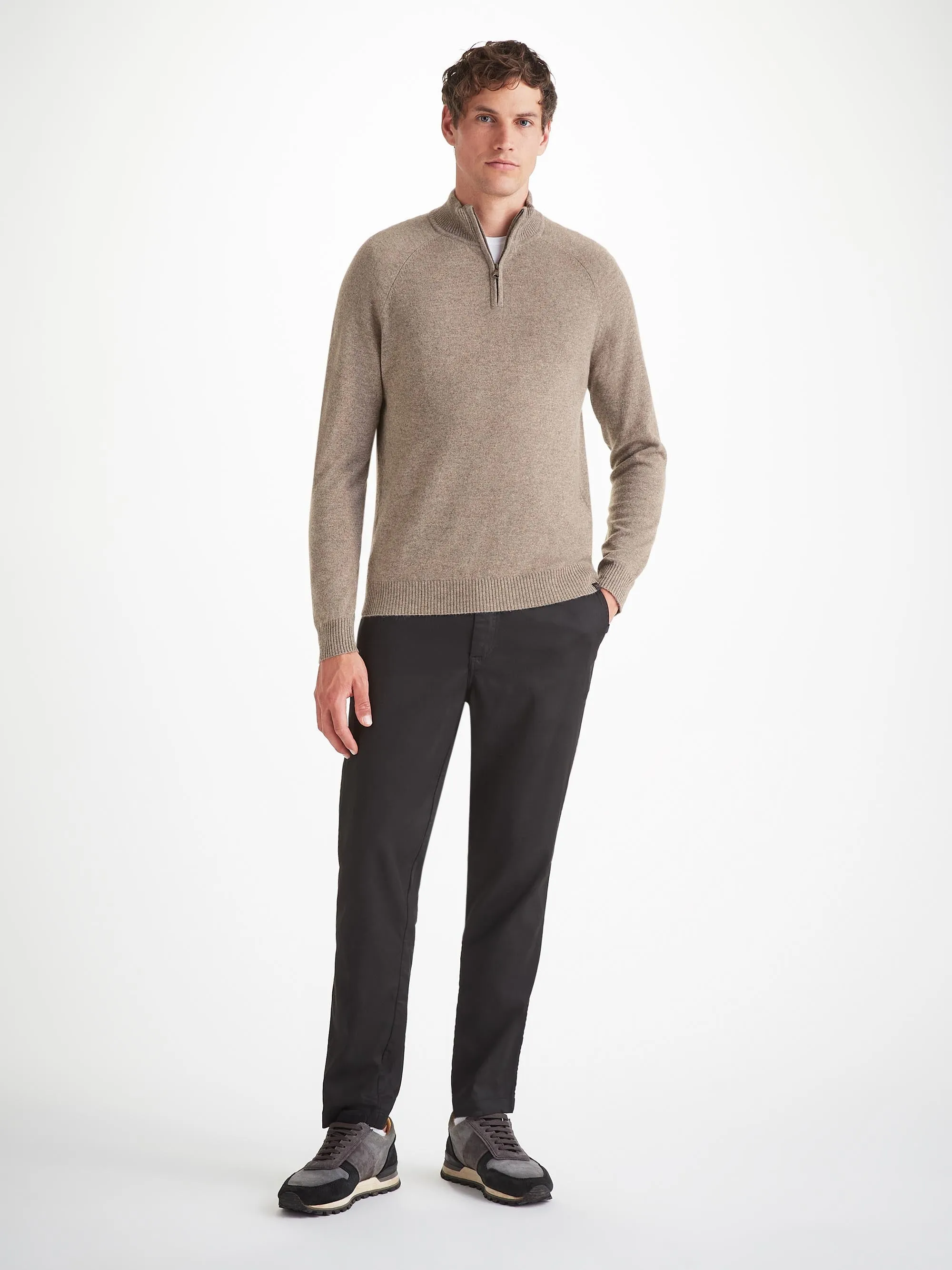 Men's Half-Zip Sweater Finley Cashmere Mole Heather sold by Derek Rose product image thumbnail 3