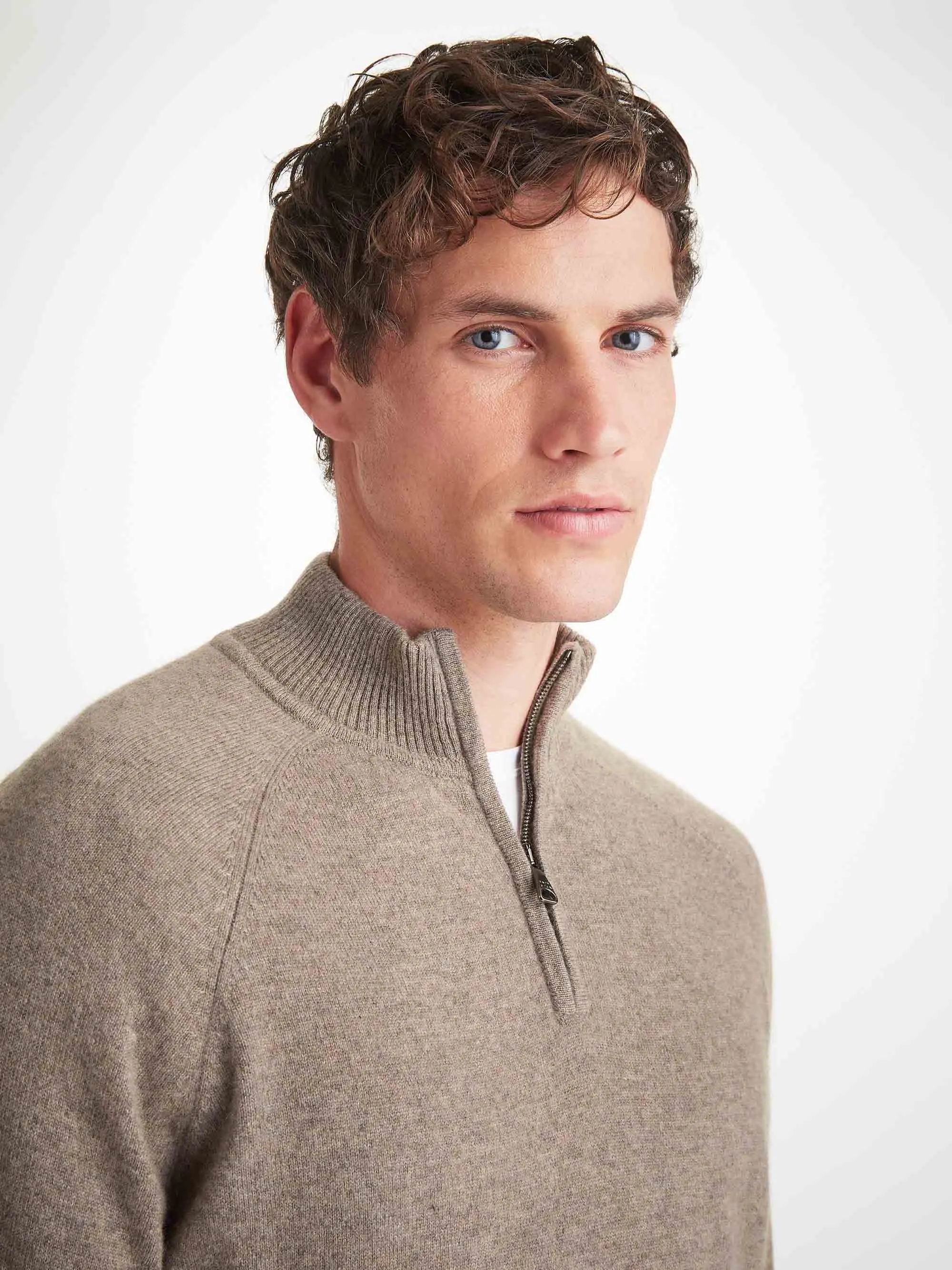 Men's Half-Zip Sweater Finley Cashmere Mole Heather sold by Derek Rose product image thumbnail 5