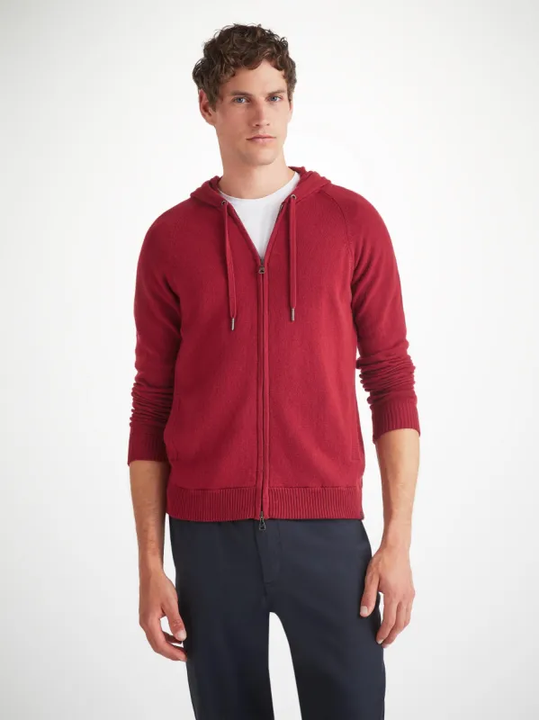 Men's Zip Up Hoodie Finley Cashmere Cardinal Red sold by Derek Rose