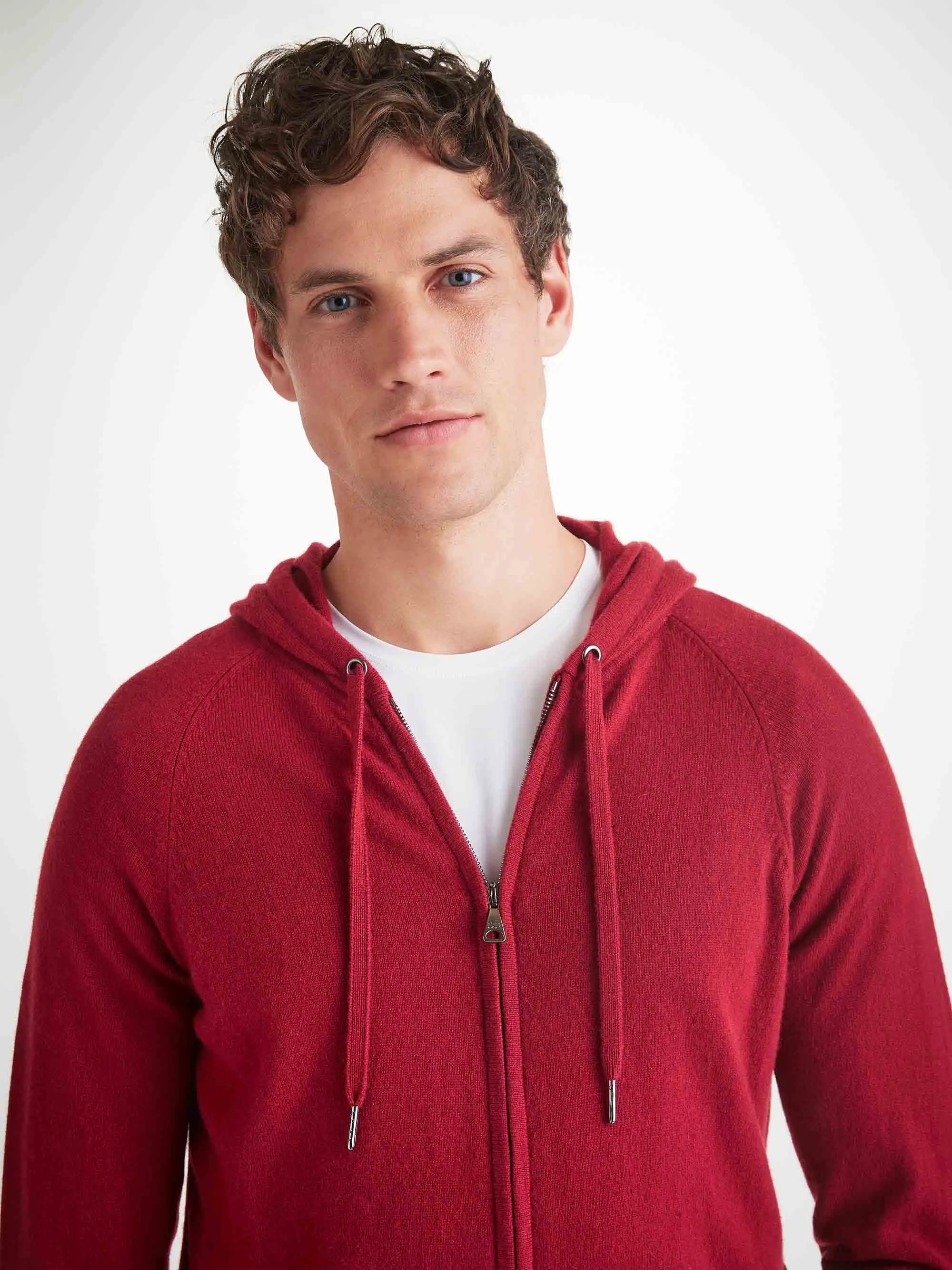 Men's Zip Up Hoodie Finley Cashmere Cardinal Red sold by Derek Rose product image thumbnail 5