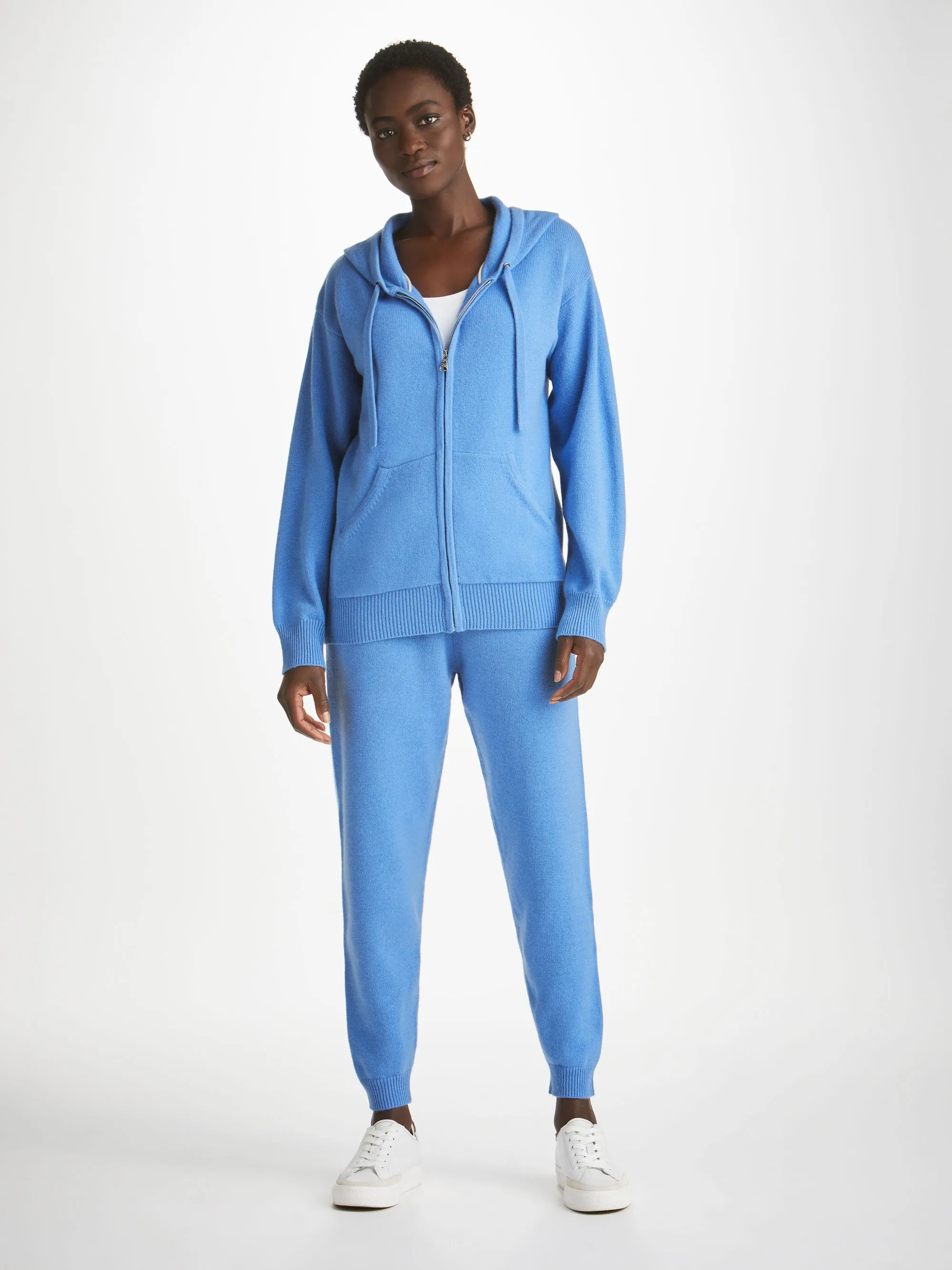 Women's Hoodie and Track Pants Daphne Cashmere Cornflower sold by Derek Rose