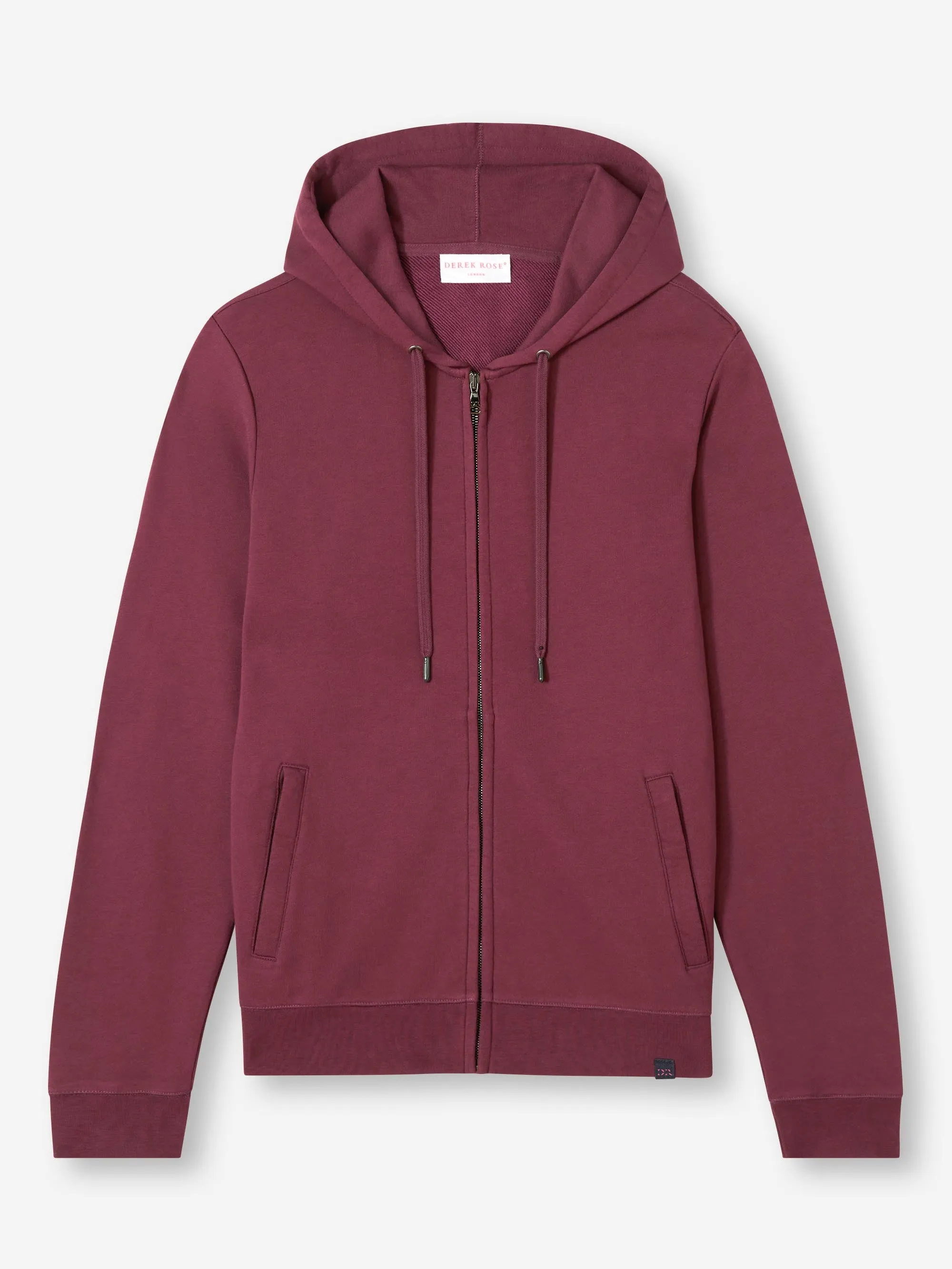 Men's Hoodie Quinn Cotton Modal Burgundy sold by Derek Rose product image thumbnail 2
