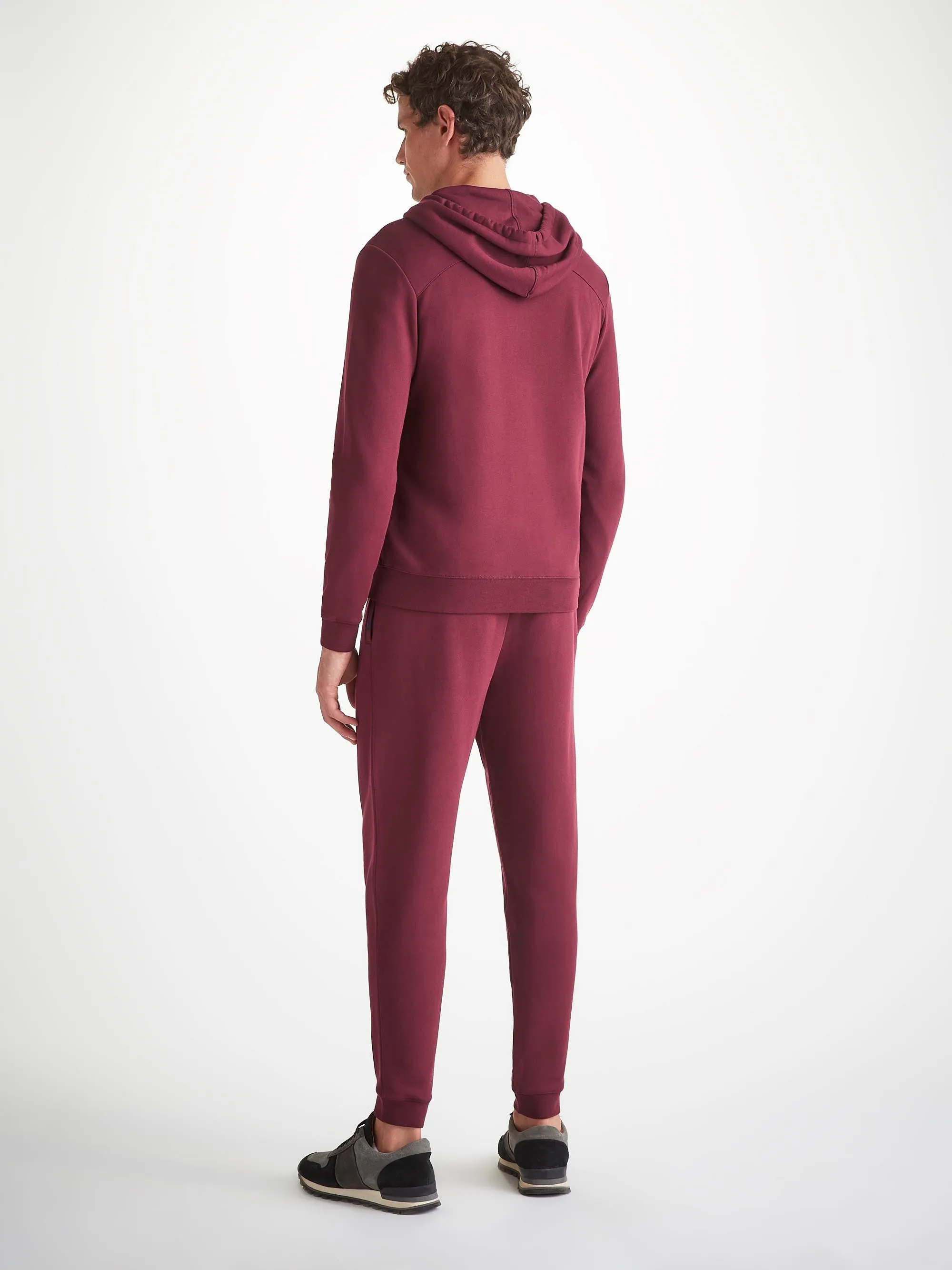 Men's Hoodie Quinn Cotton Modal Burgundy sold by Derek Rose product image thumbnail 4
