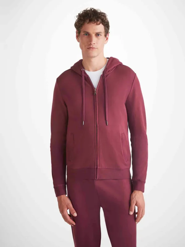 Men's Hoodie Quinn Cotton Modal Burgundy sold by Derek Rose