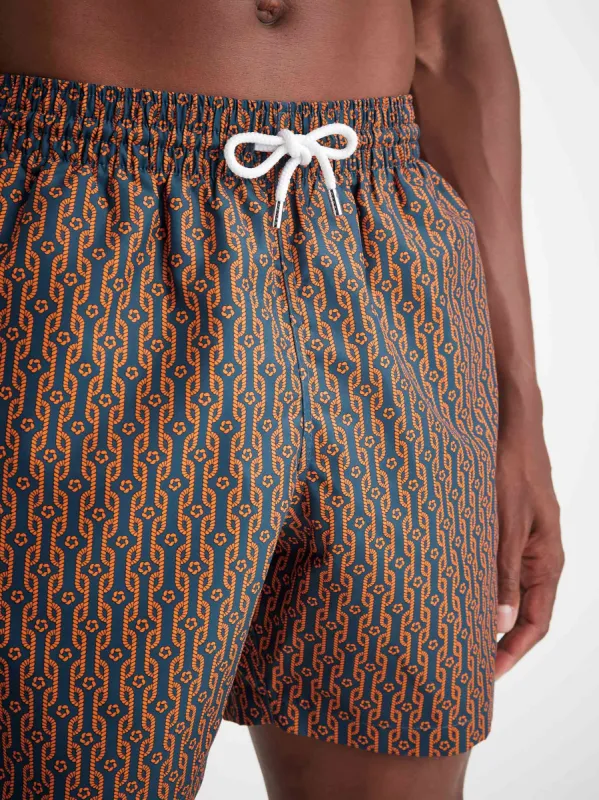 Men's Swim Shorts Blue Rope Print sold by Derek Rose