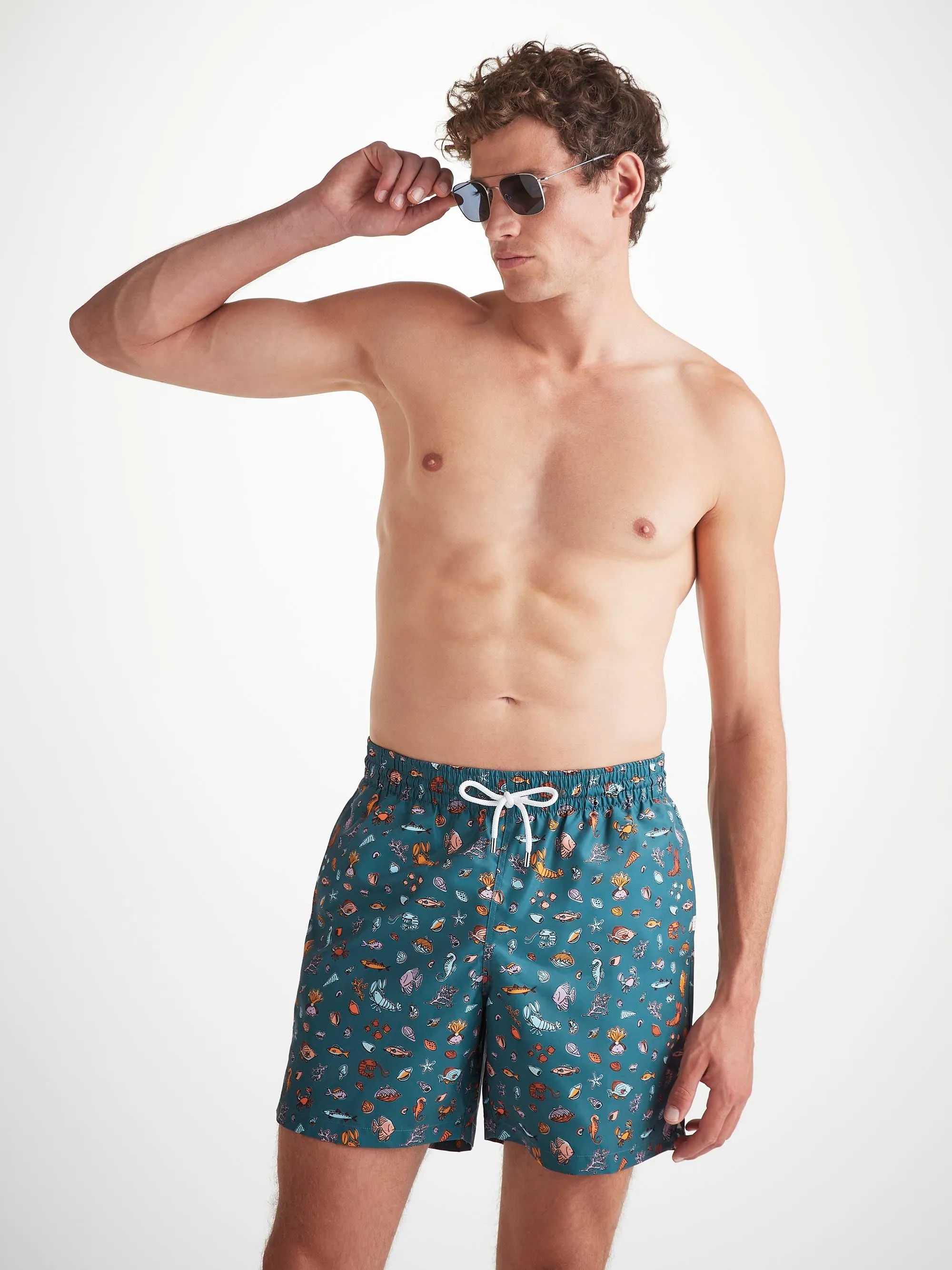 Men's Swim Shorts Blue Sea Friends Print sold by Derek Rose