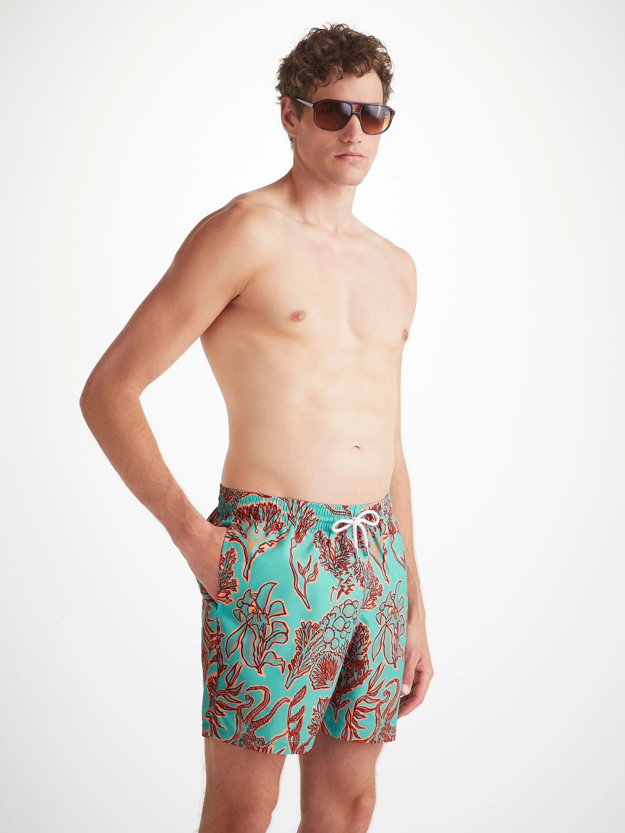 Men's Swim Shorts Turquoise Octopus Print sold by Derek Rose product image thumbnail 5