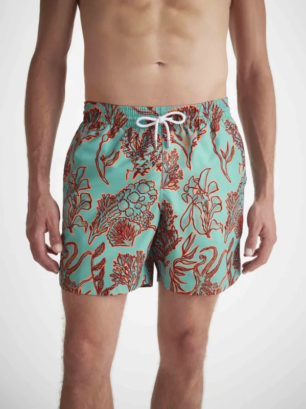 Men's Swim Shorts Turquoise Octopus Print sold by Derek Rose