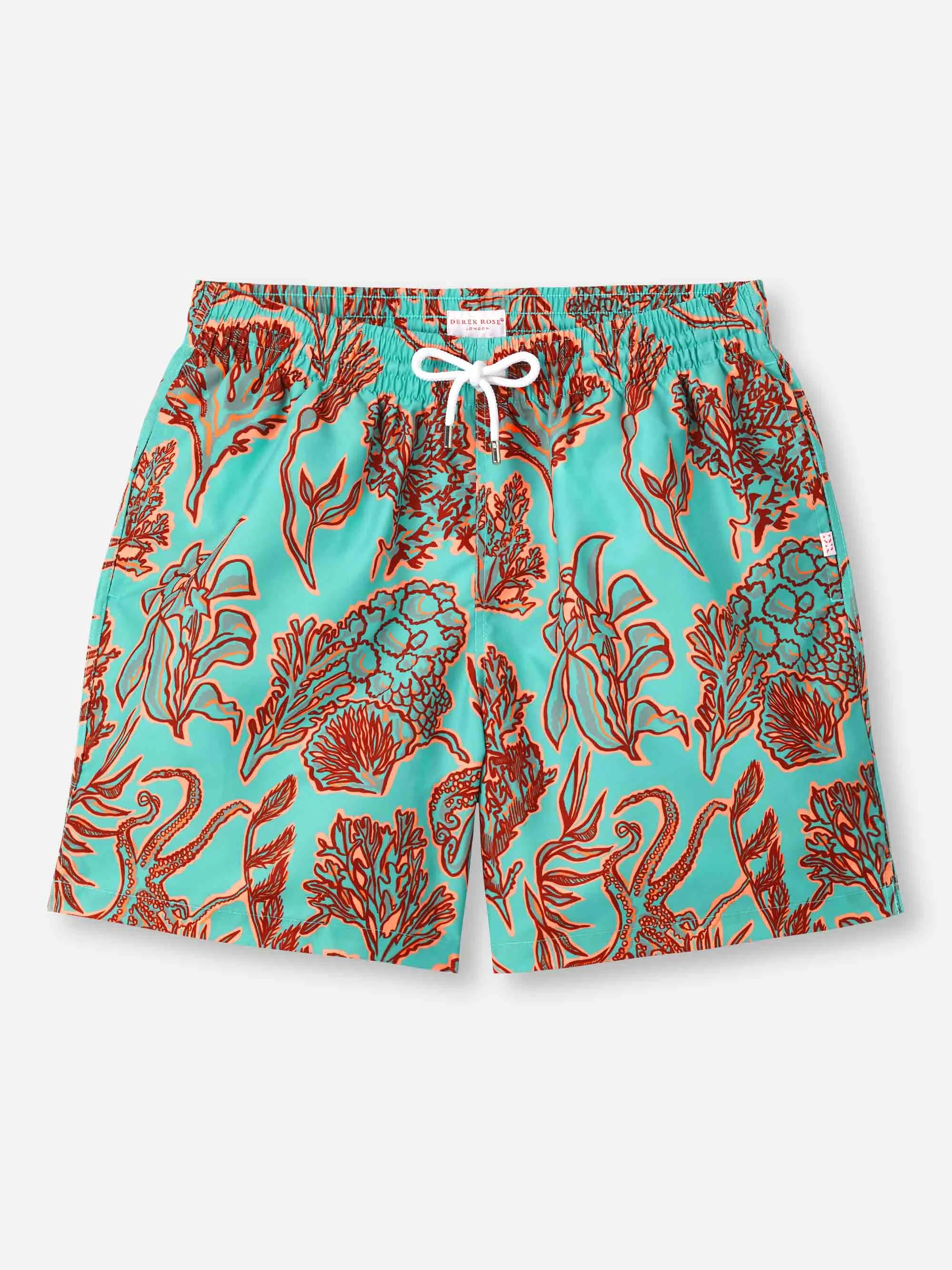 Men's Swim Shorts Turquoise Octopus Print sold by Derek Rose product image thumbnail 2