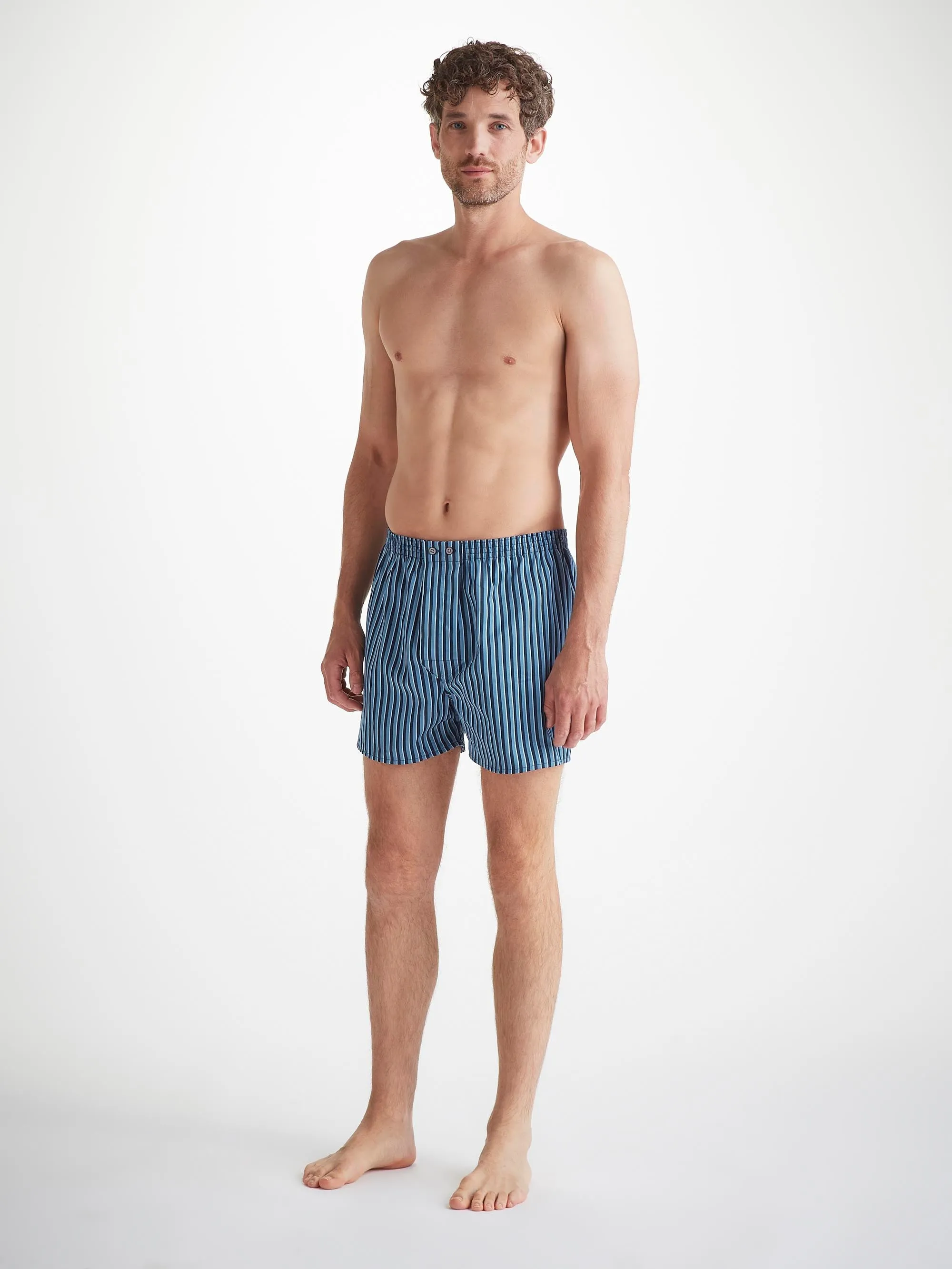 Men's Classic Fit Boxers Wellington 58 Cotton Blue sold by Derek Rose product image thumbnail 3