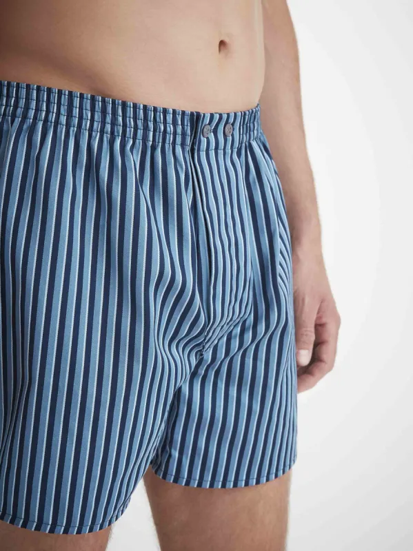 Men's Classic Fit Boxers Wellington 58 Cotton Blue sold by Derek Rose