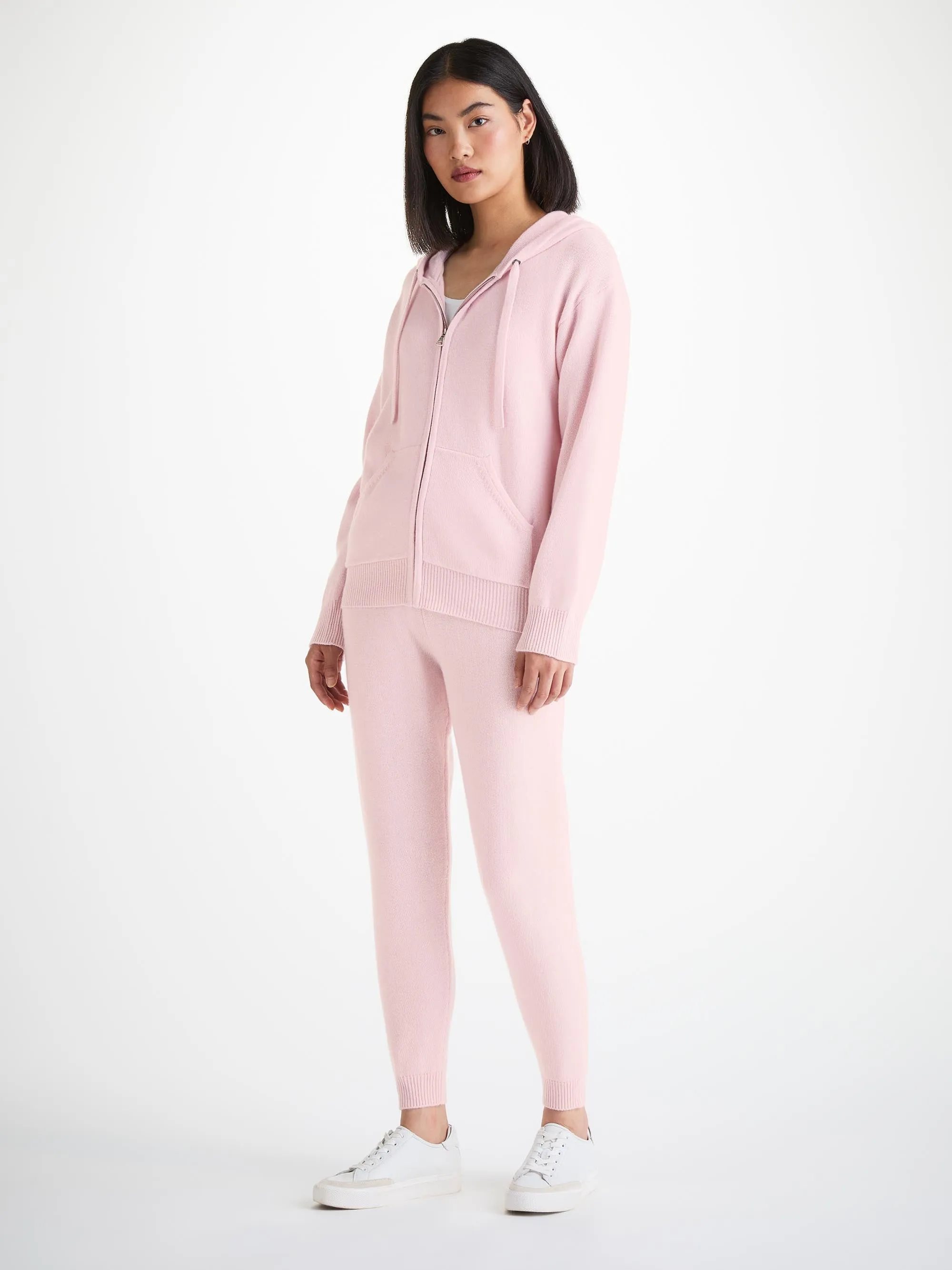 Women's Zip Up Hoodie Daphne Cashmere Ice Pink sold by Derek Rose product image thumbnail 3