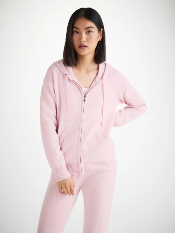 Women's Zip Up Hoodie Daphne Cashmere Ice Pink sold by Derek Rose