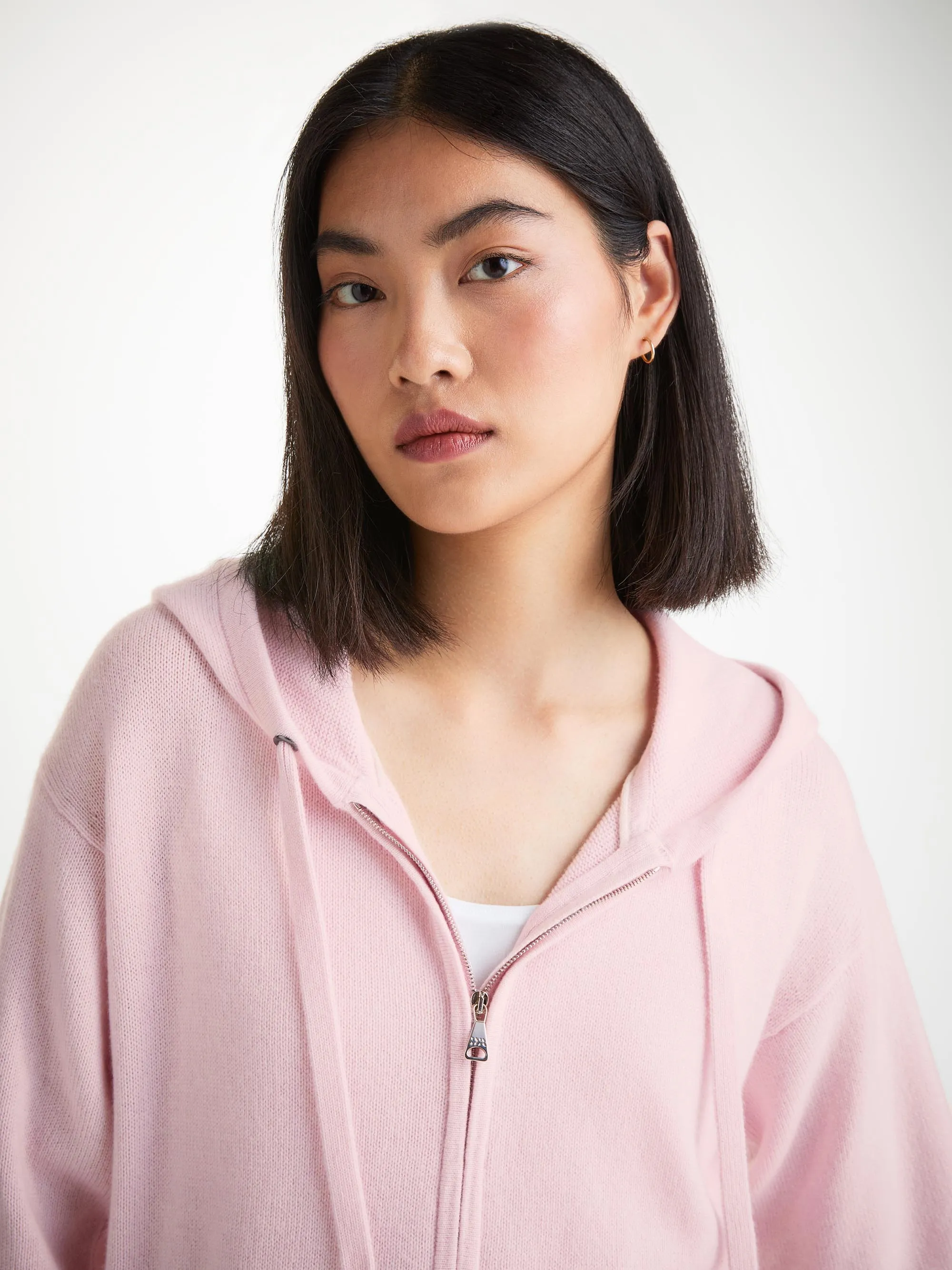 Women's Zip Up Hoodie Daphne Cashmere Ice Pink sold by Derek Rose product image thumbnail 5