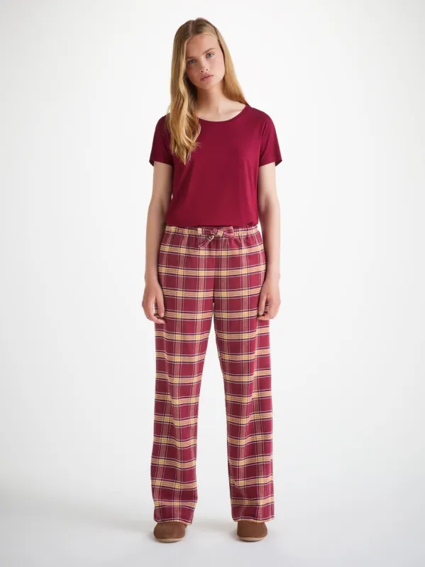 Women's Lounge Pants Kelburn 48 Brushed Cotton Burgundy sold by Derek Rose