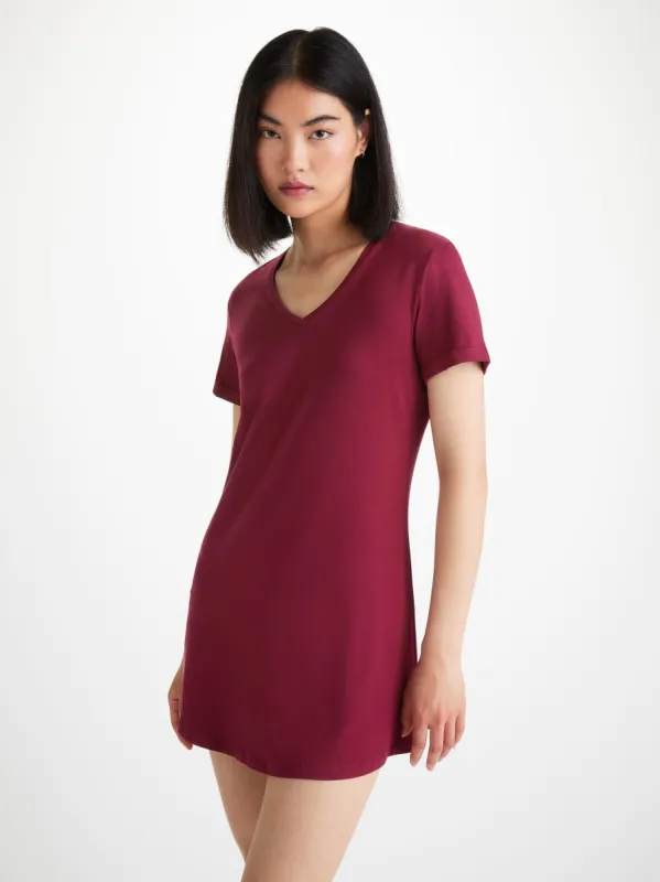 Women's V-Neck Sleep T-Shirt Lara Micro Modal Stretch Claret sold by Derek Rose