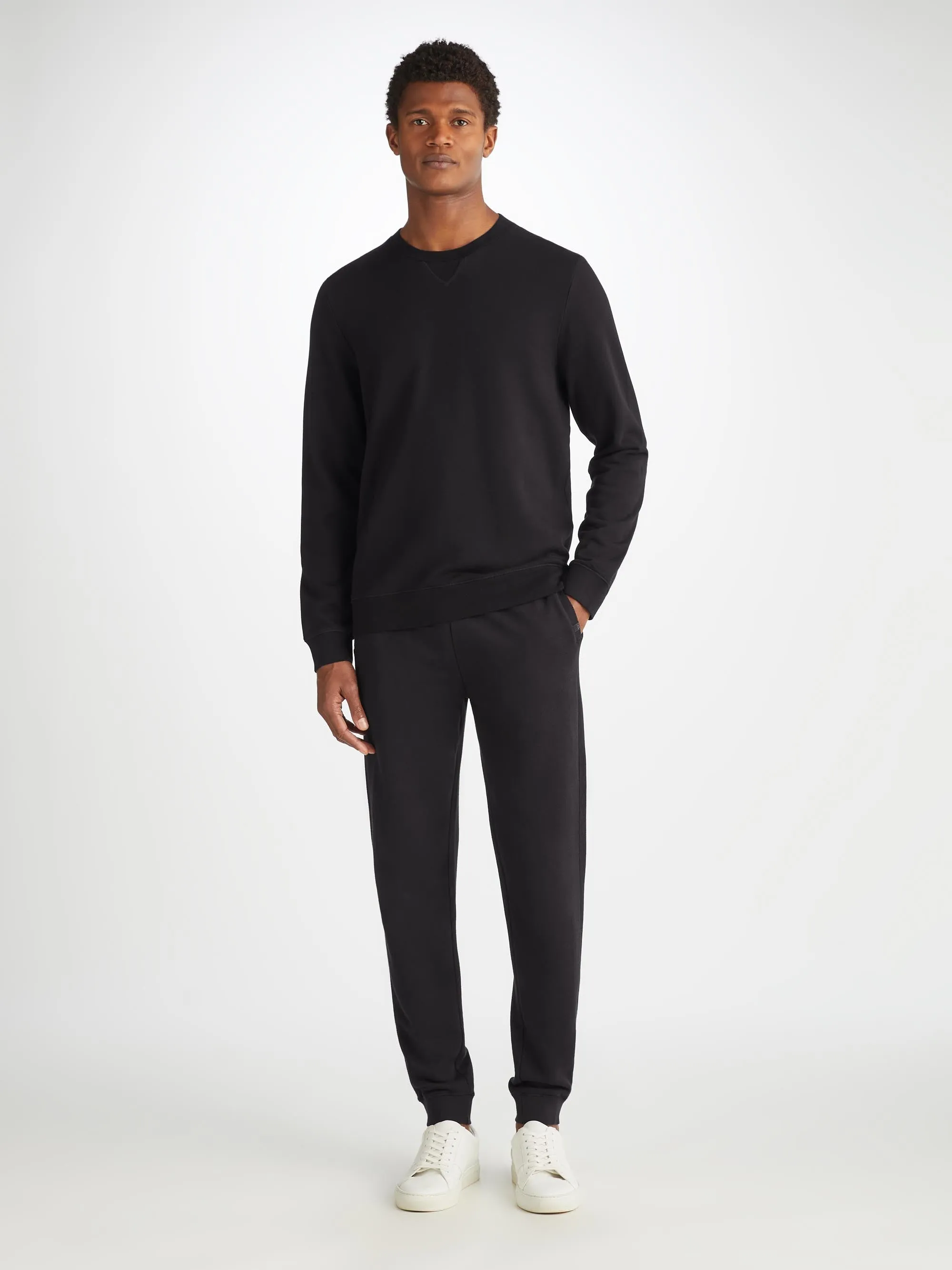 Men's Sweatshirt and Sweatpants Quinn Cotton Modal Black sold by Derek Rose