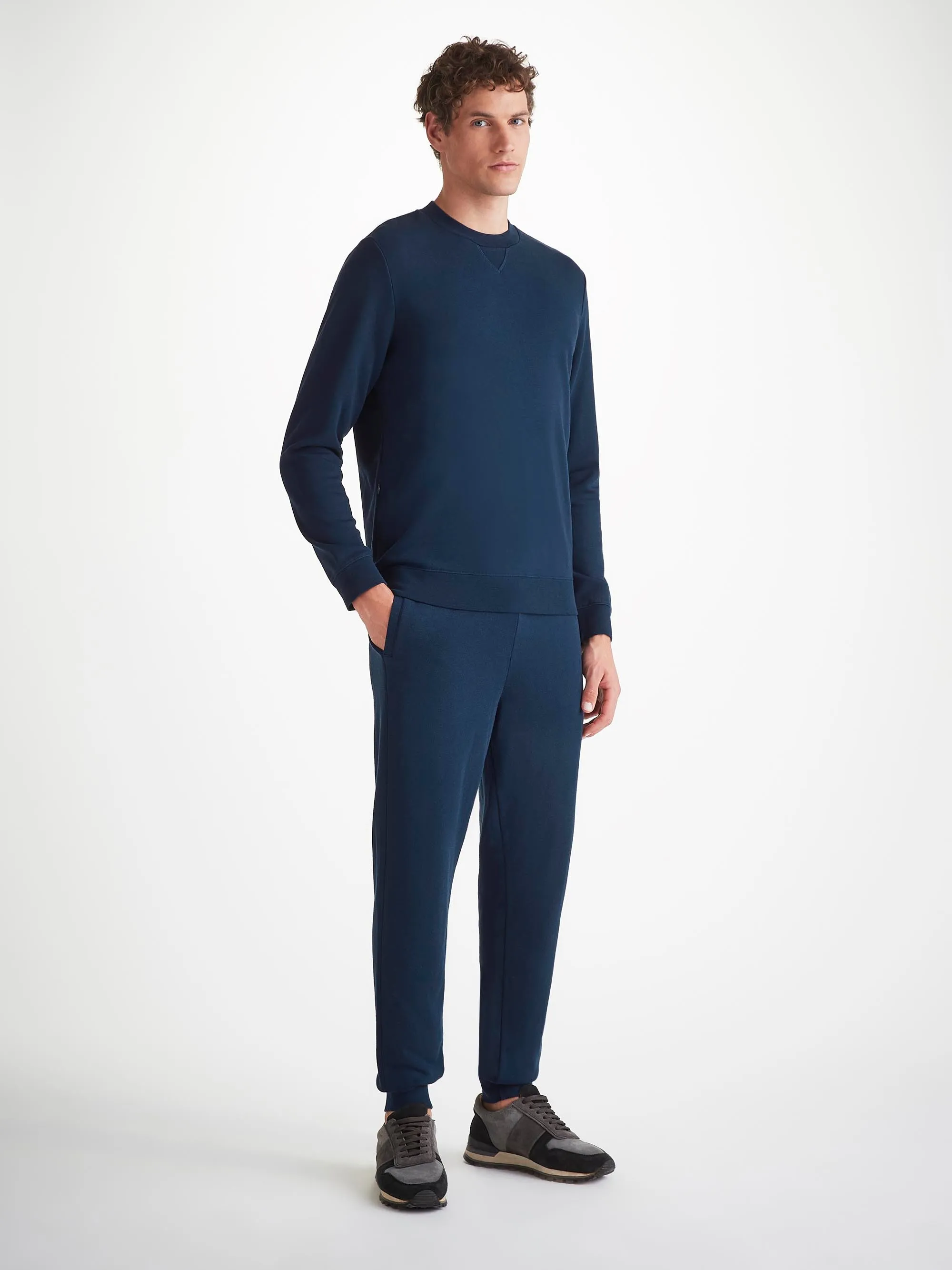 Men's Sweatshirt and Sweatpants Quinn Cotton Modal Navy sold by Derek Rose