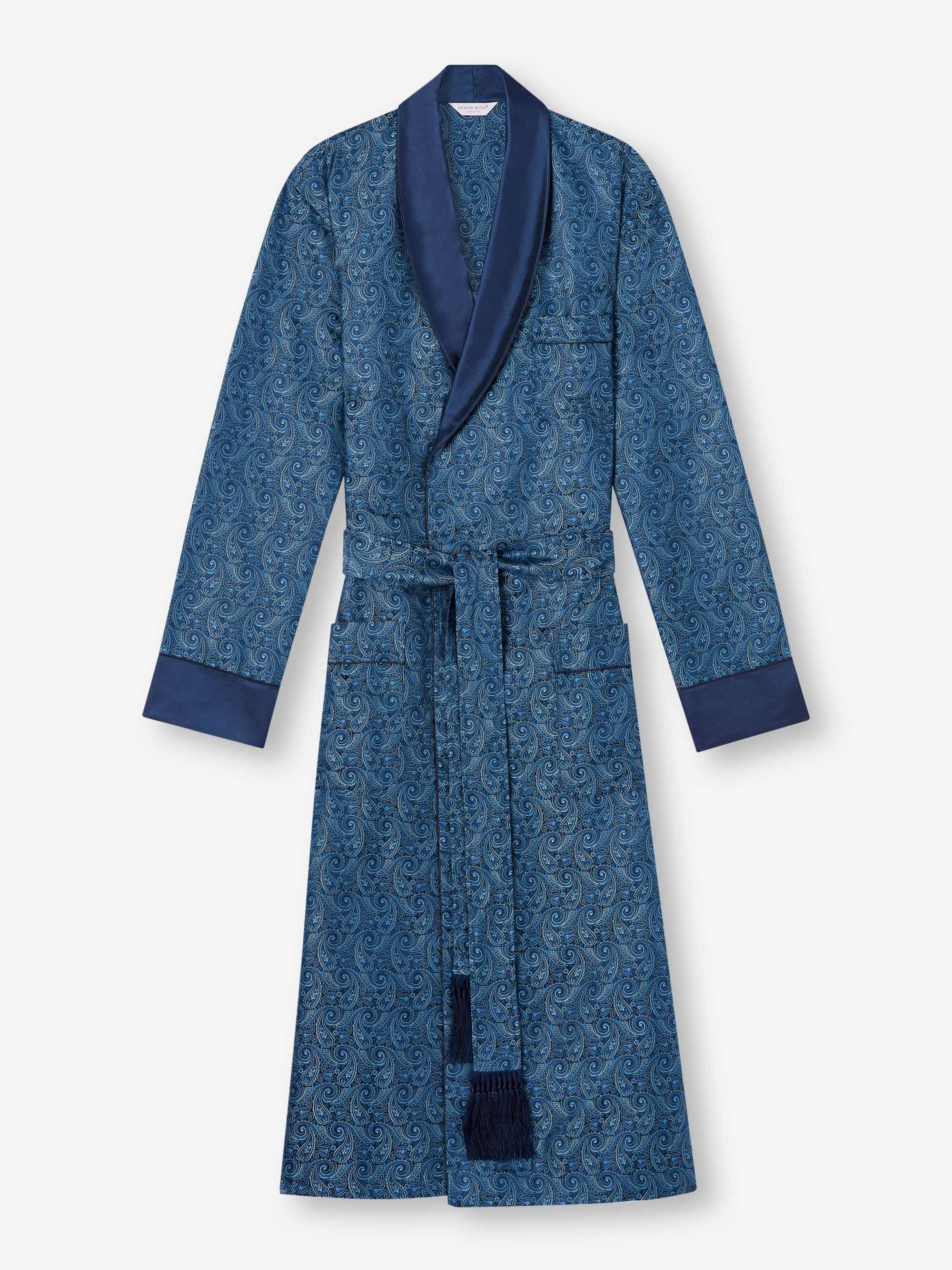 Men's Dressing Gown Verona 64 Silk Satin Navy sold by Derek Rose product image thumbnail 2