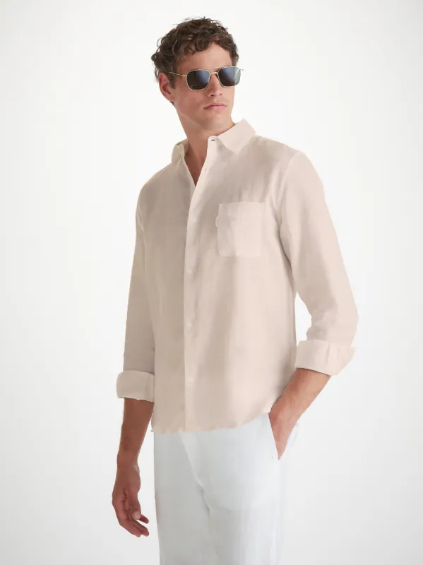 Men's Shirt Monaco Linen Sand sold by Derek Rose