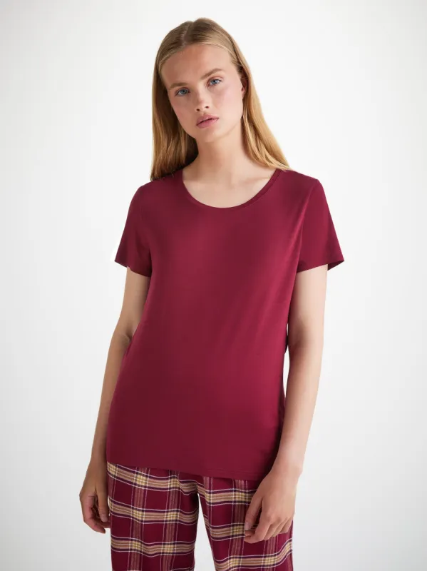 Women's T-Shirt Lara Micro Modal Stretch Claret sold by Derek Rose