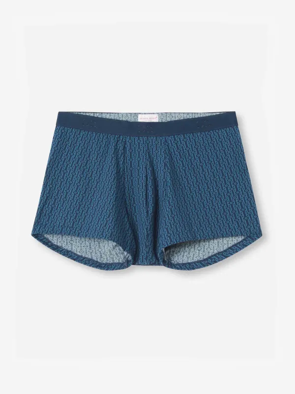 Men's Boxer Briefs Geometric Pima Cotton Stretch Navy sold by Derek Rose