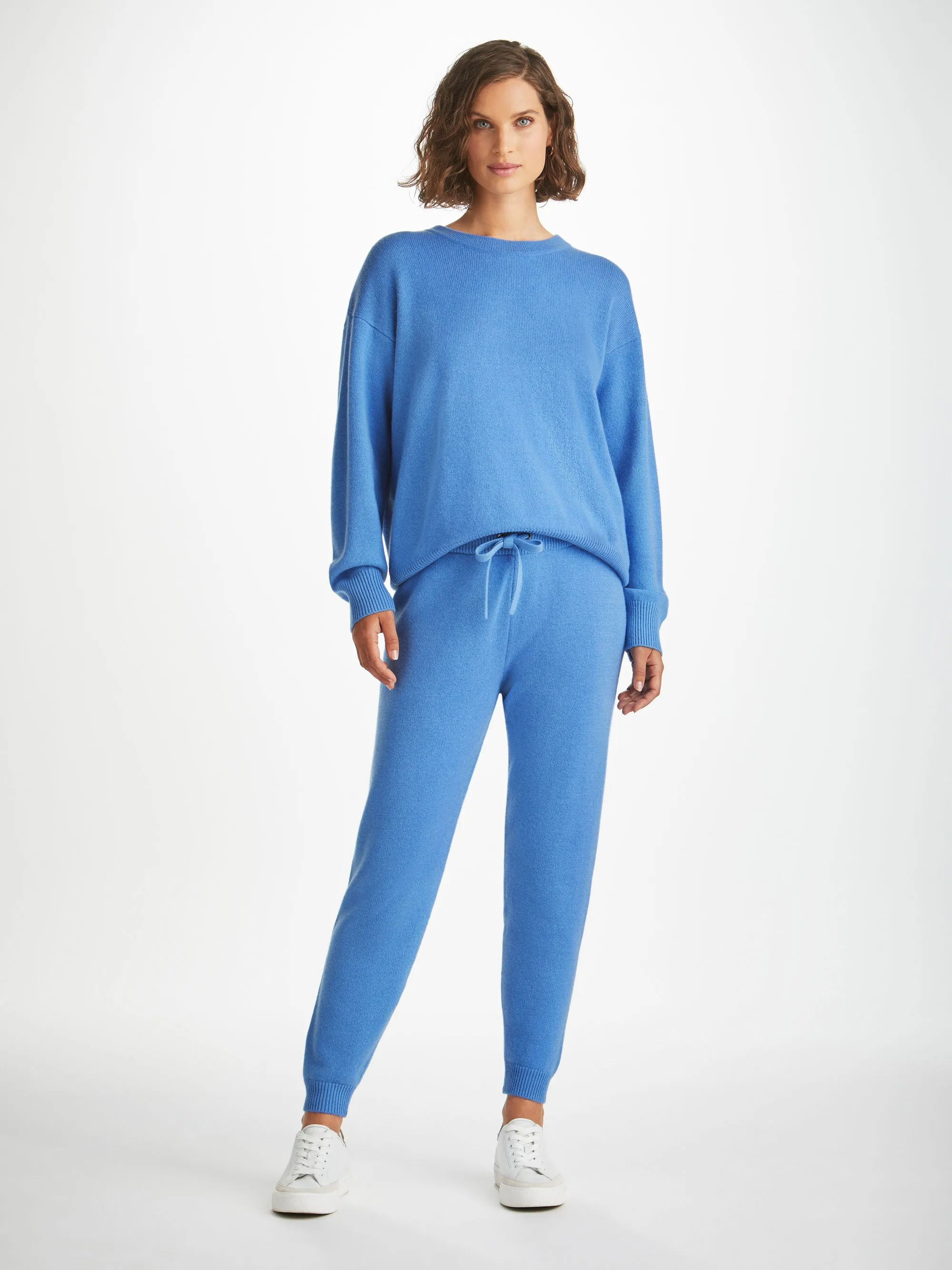 Women's Sweatshirt and Track Pants Daphne Cashmere Cornflower sold by Derek Rose