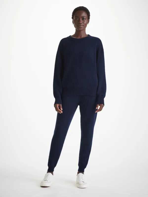 Women's Sweatshirt and Sweatpants Daphne Cashmere Navy Set sold by Derek Rose