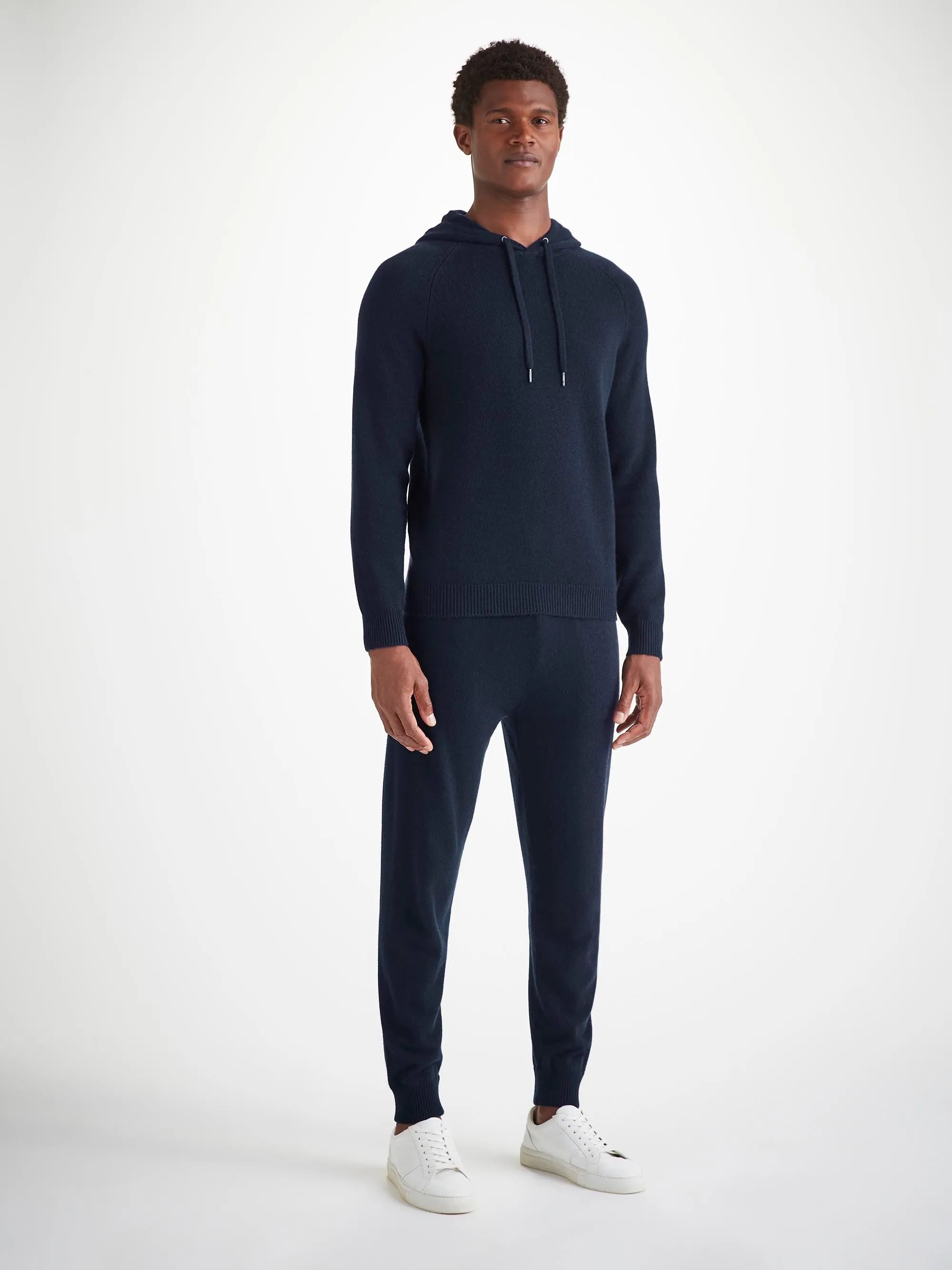 Men's Pullover Hoodie and Track Pants Cashmere Navy Set sold by Derek Rose